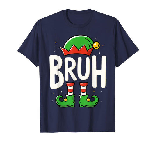 Bruh Christmas Elf Pajamas for Mens Kids Teen Boys Xmas T-Shirt