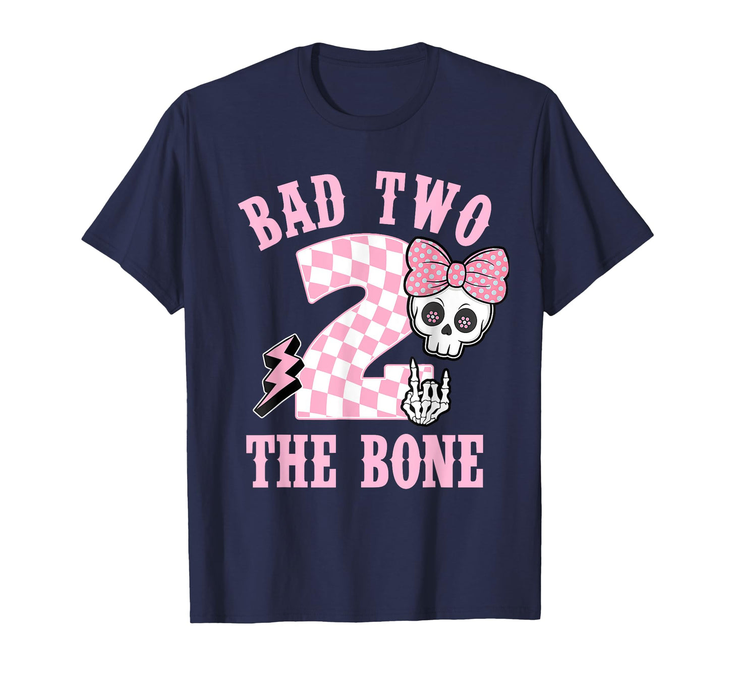 Bad Two The Bone Party Decorations 2 Years Old Birthday Kids T-Shirt