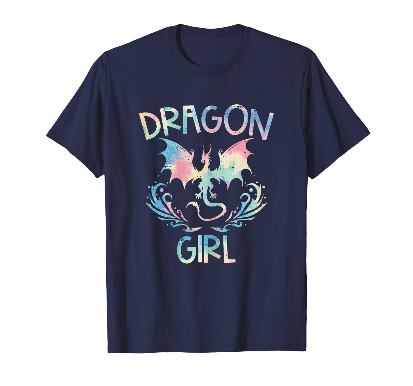 Dragon Girl Tie Dye Cute Fantasy Mythical Women Girls Kids T-Shirt