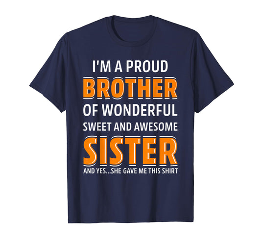 A Proud Brother of Wonderful Sweet Awesome Sister Christmas T-Shirt