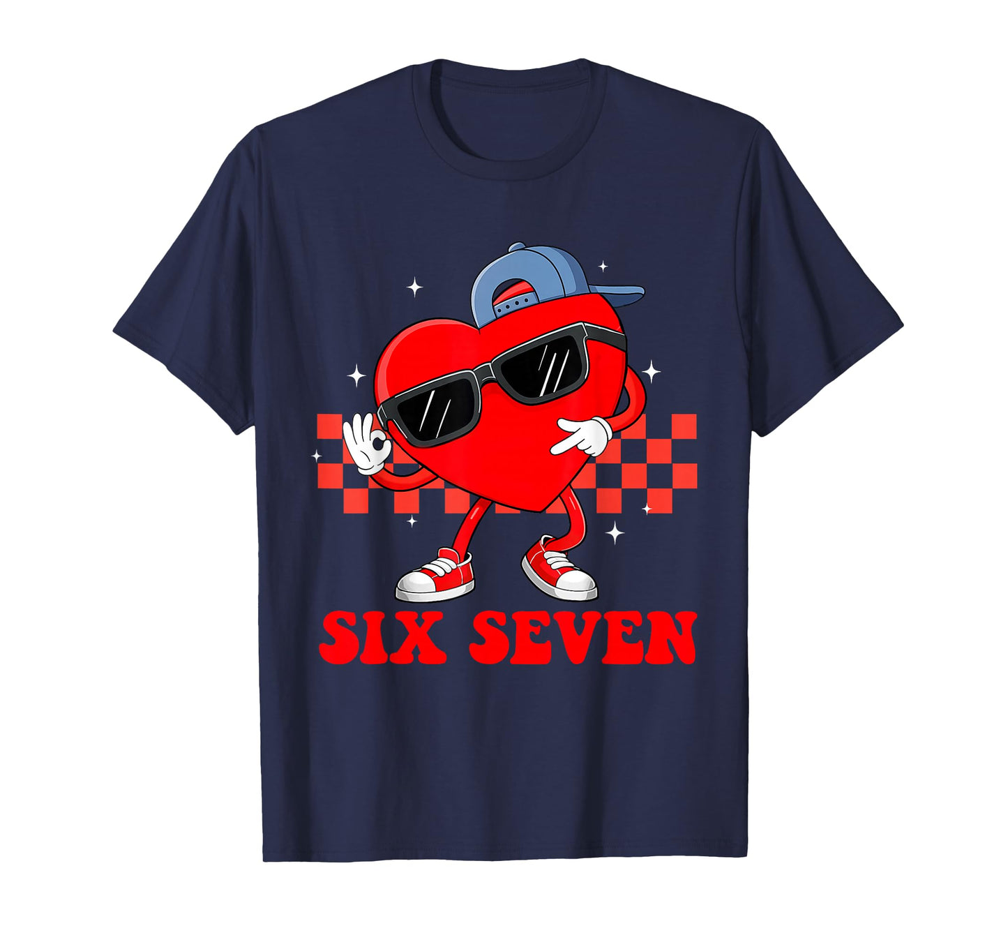 Funny Meme Six Seven 6 7 Valentine Groovy Heart Men Boy Kid T-Shirt