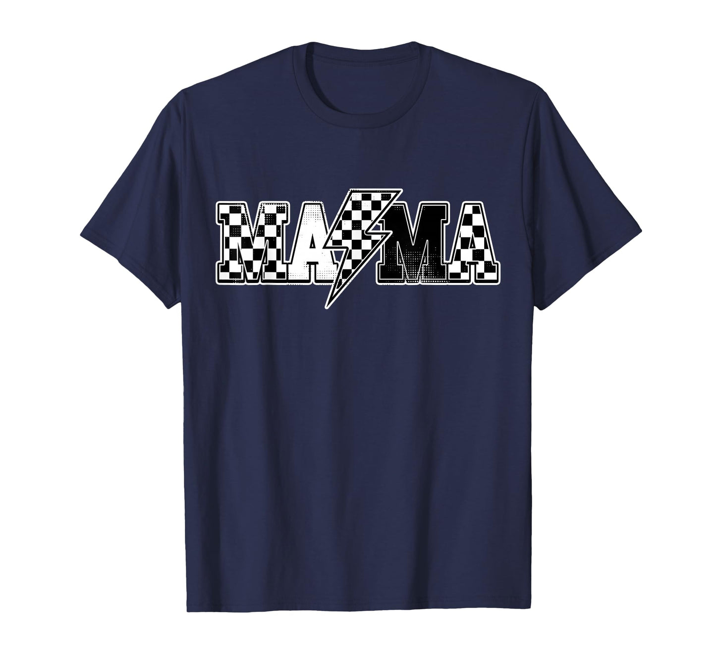 Mama Racing Race Car Checkered Family Birthday T-Shirt