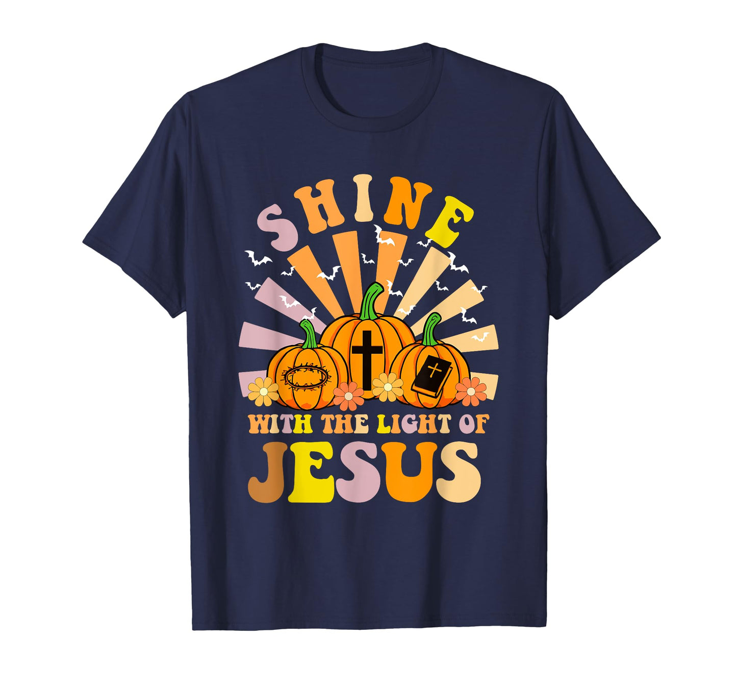 Shine with The Light of Jesus Christian Halloween Pumpkin T-Shirt