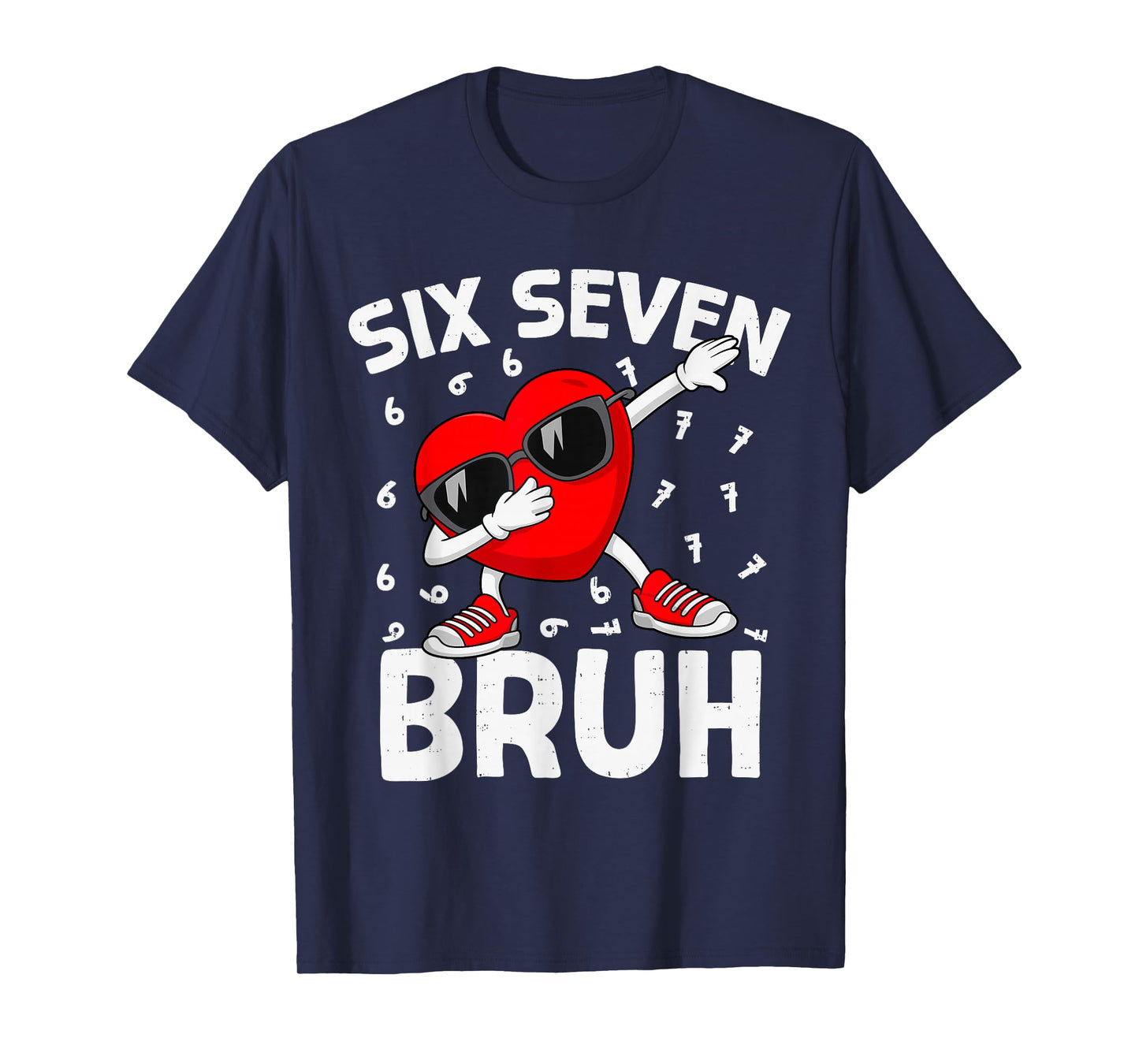 Valentines Day Six Seven Bruh 6 7 Meme Dab Heart Boys Kids T-Shirt
