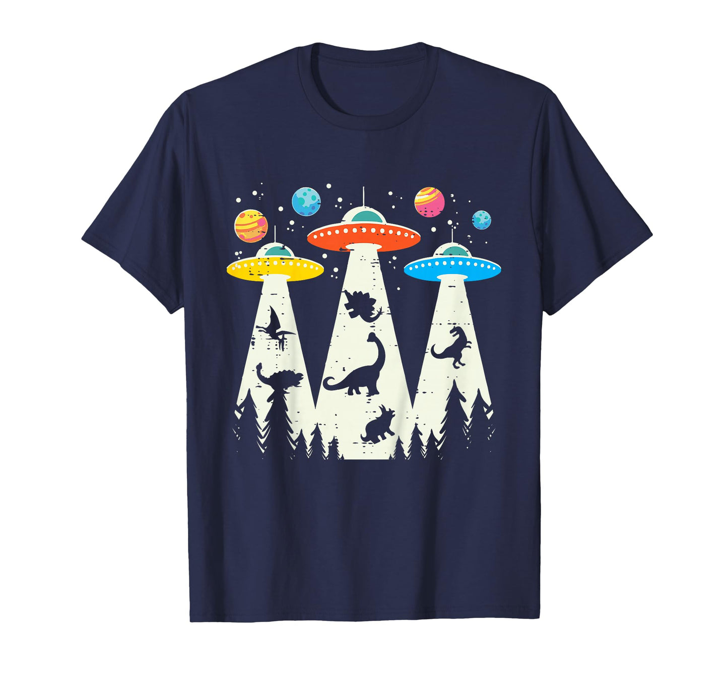 Kids Alien Abduction Dinosaur Funny UFO Space Toddler Boys Kids T-Shirt