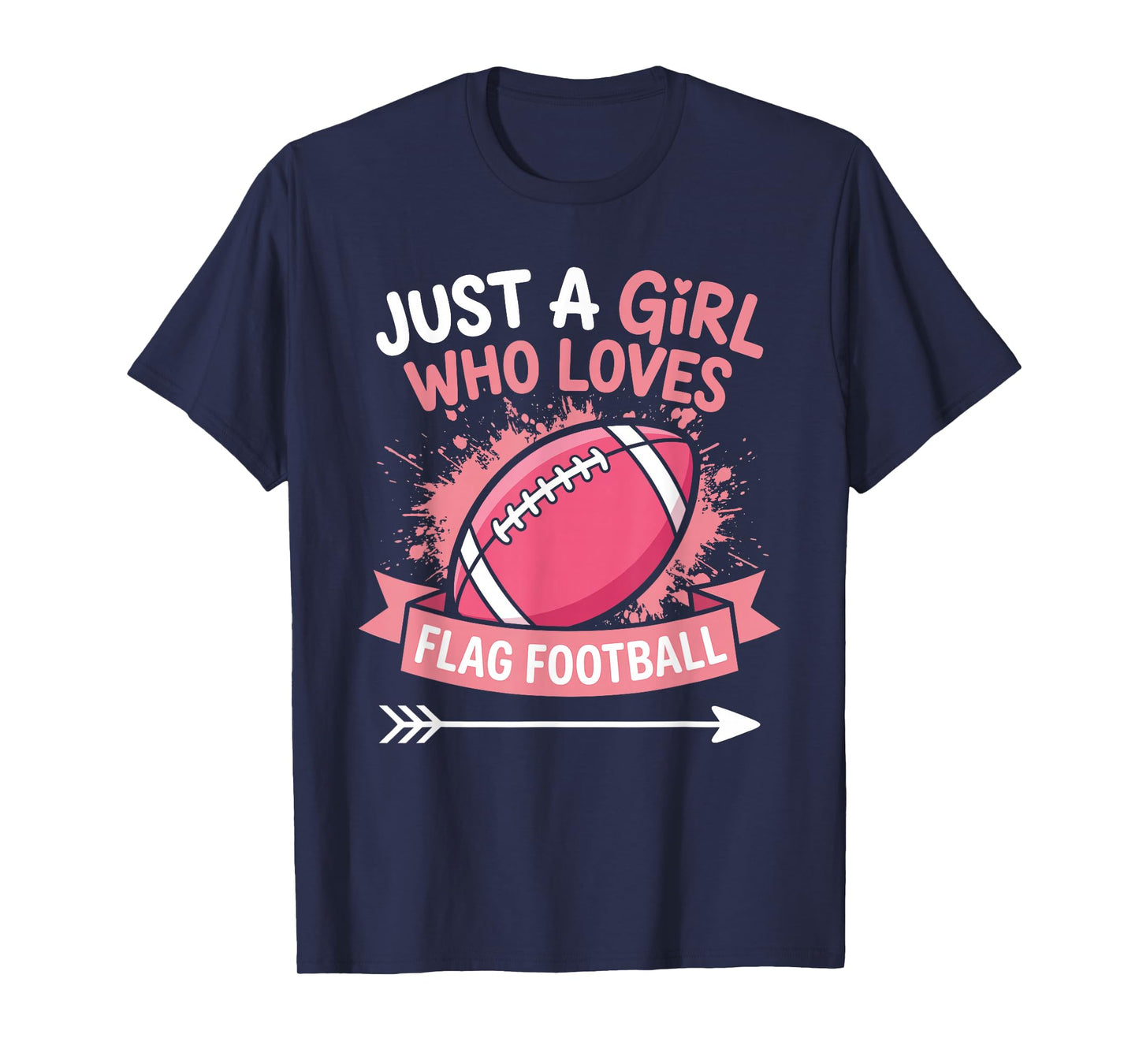 Flag Football Girl Pink Sports Design T-Shirt