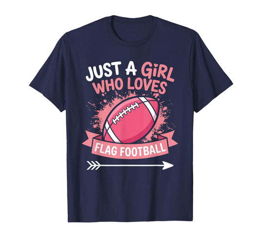 Flag Football Girl Pink Sports Design T-Shirt