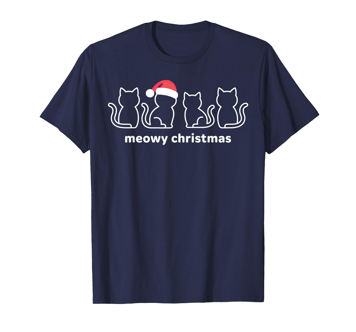 Meowy Catmas Cat Christmas Kitten Cats Santa Hat Xmas T-Shirt
