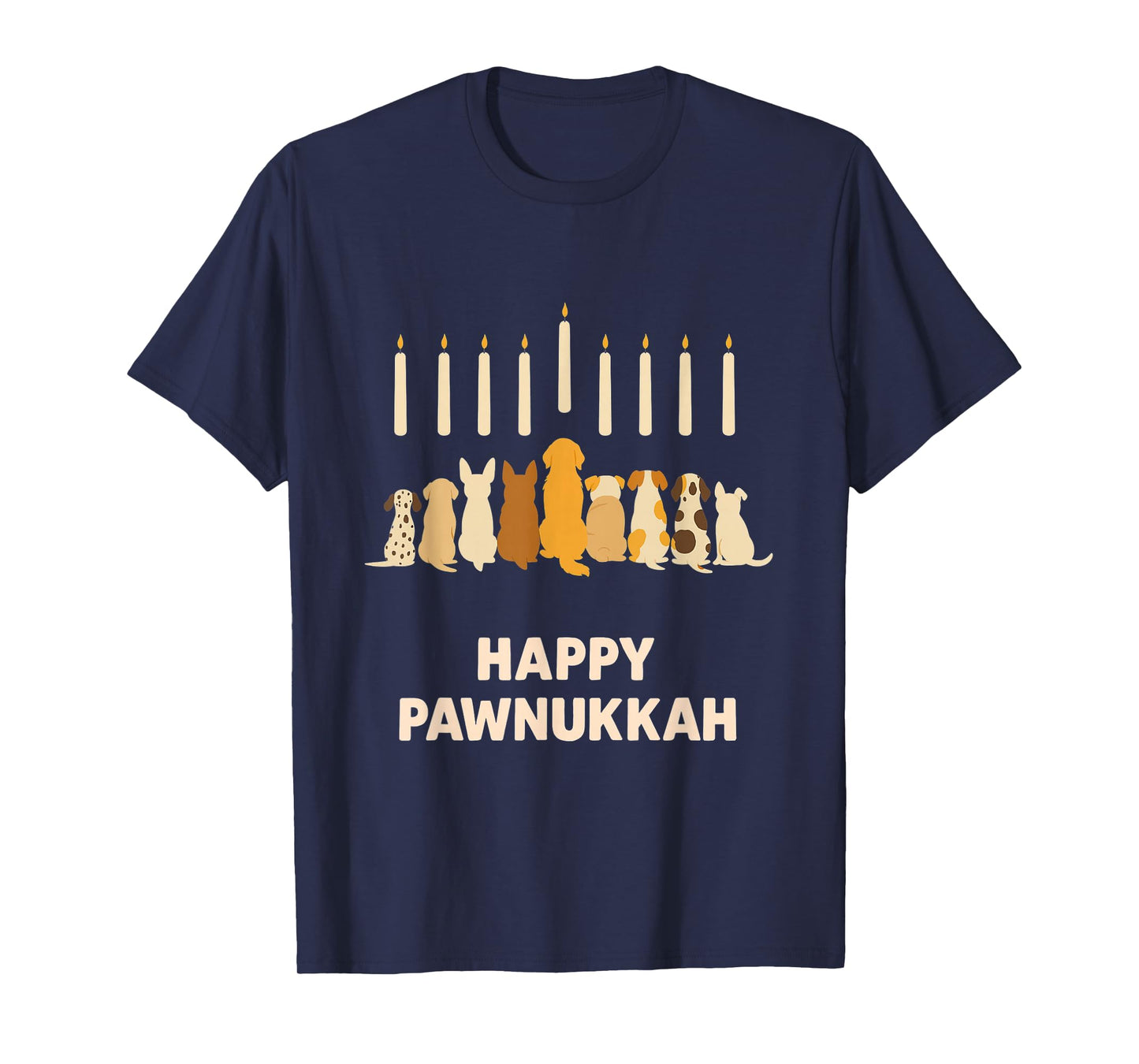 Happy Pawnukkah – Funny Jewish Hanukkah Dog Menorah Design T-Shirt
