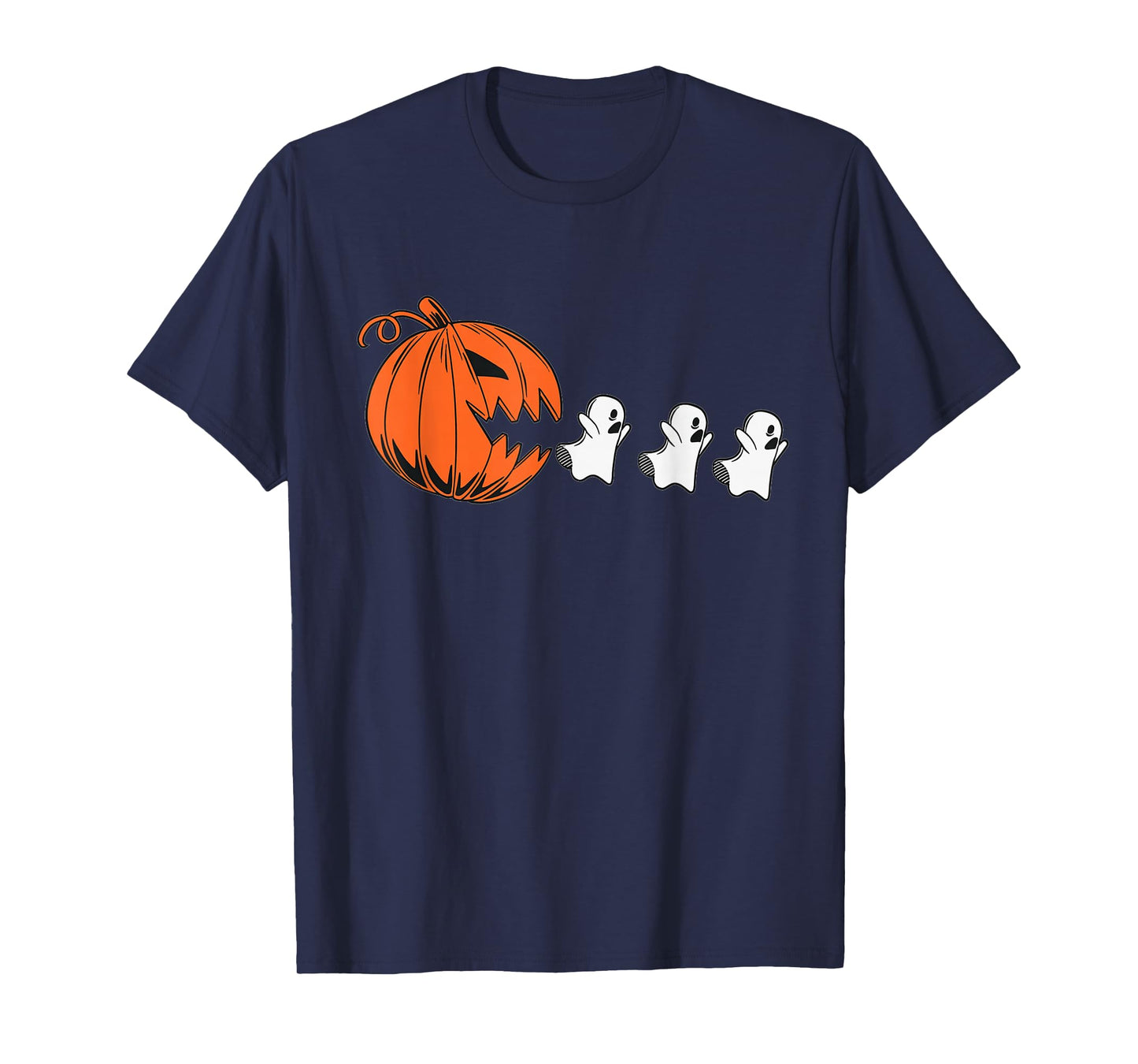Halloween Gamer Pumpkin Eating Ghost Costume Men Boys Kids T-Shirt