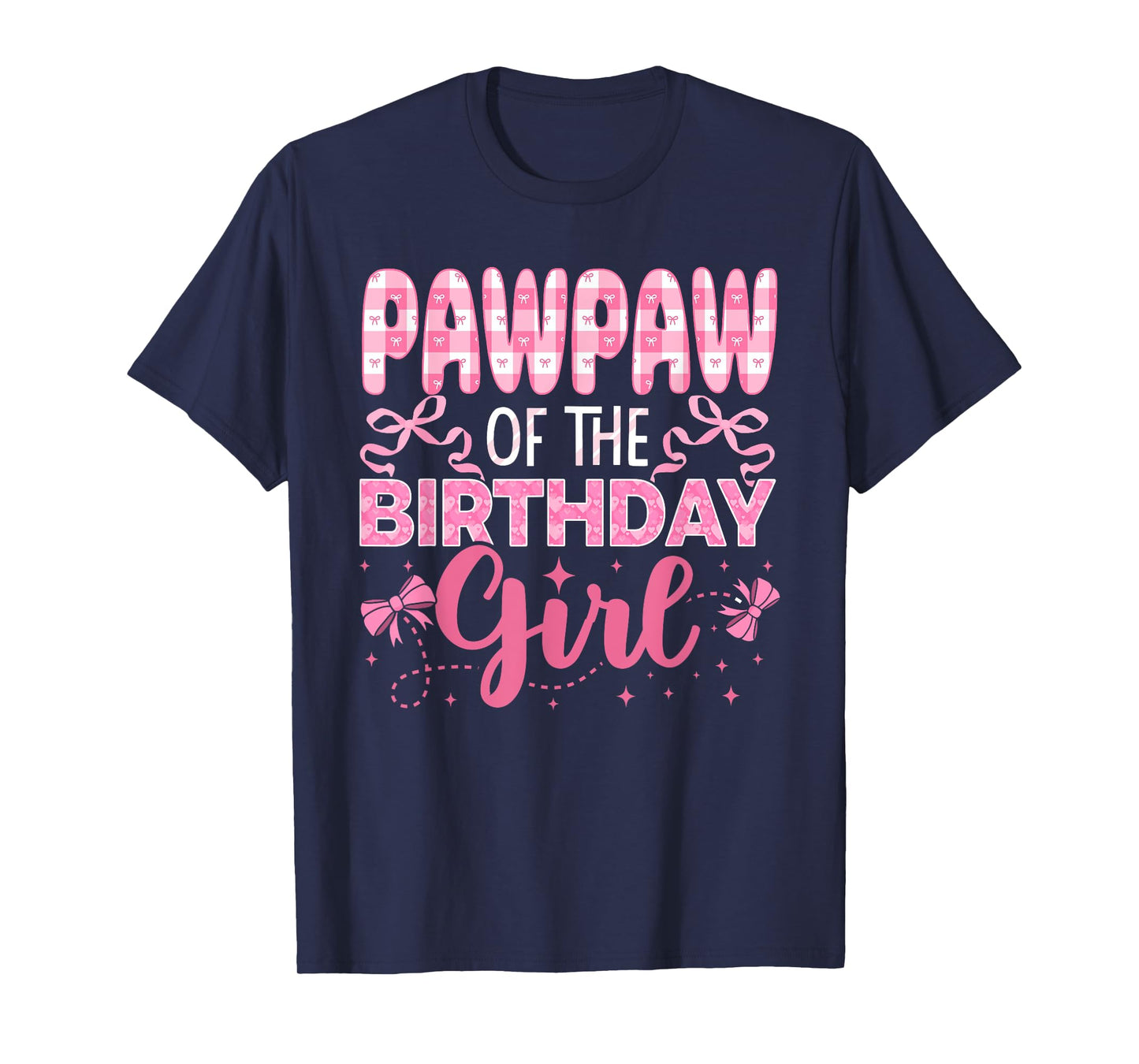 Pawpaw of The Birthday Girl Family Pink Coquette Bow T-Shirt