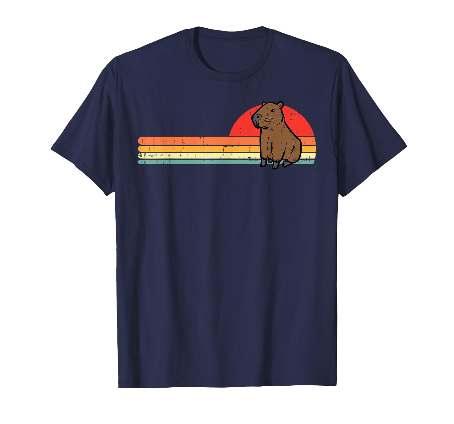 Capybara Chest Sunset Retro Capy Rodent Men Women Kids Youth T-Shirt