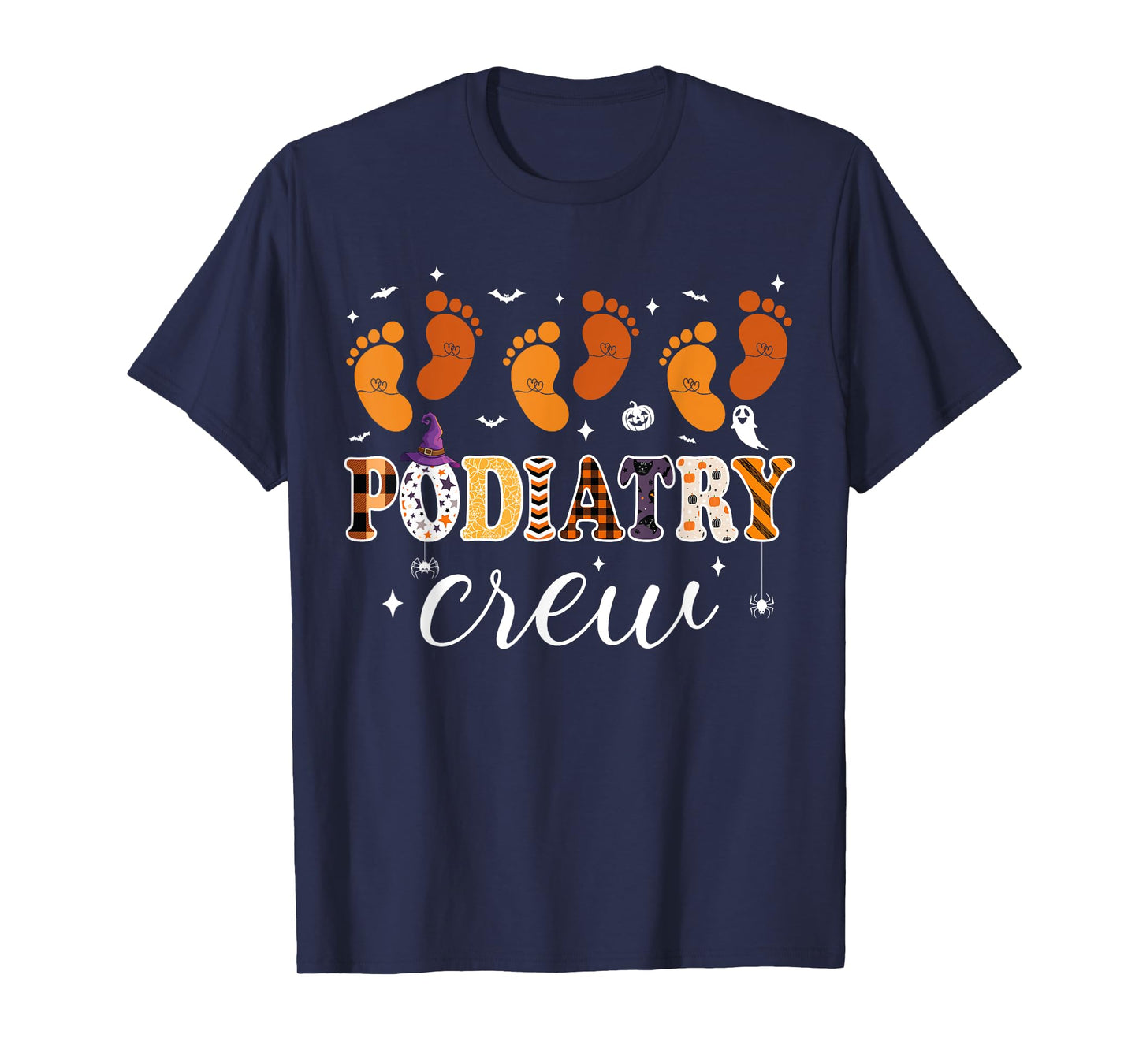 Podiatry Crew Footprint Podiatrist Pumpkin Ghost Halloween T-Shirt