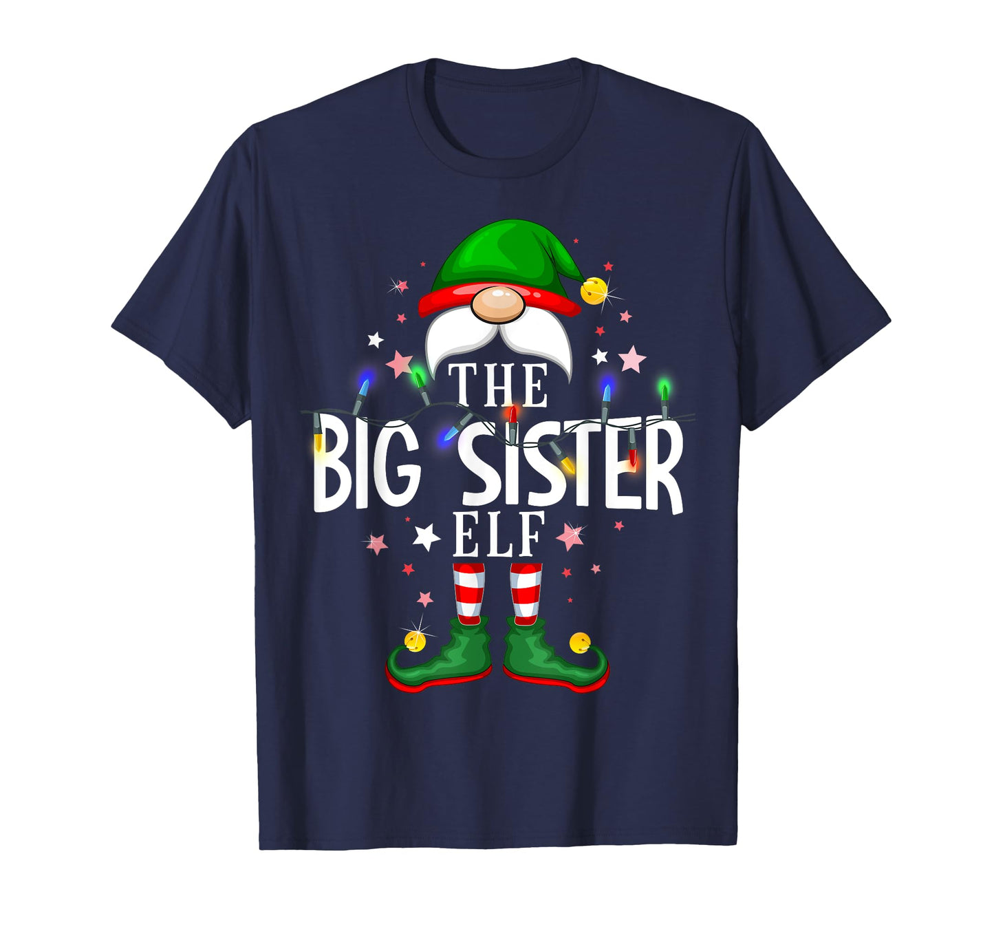 The Big Sister Elf Christmas Family Pajama Party T-Shirt