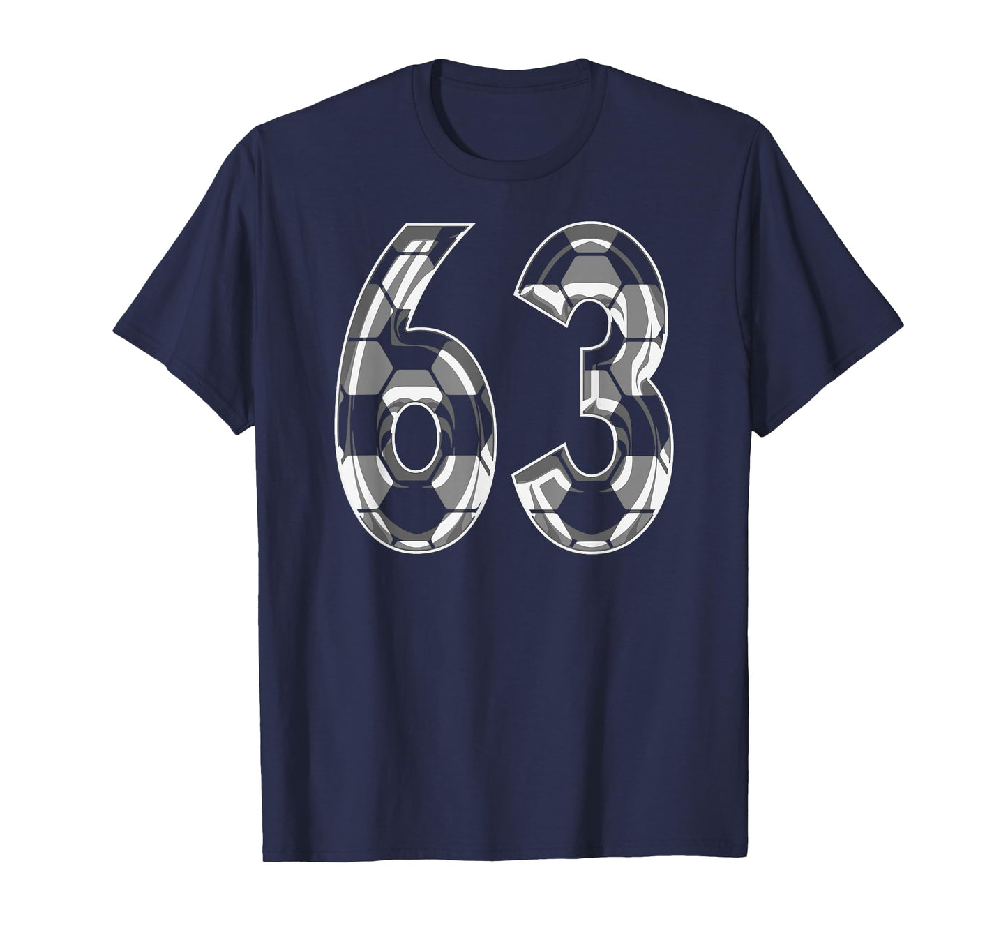 Silver Soccer Pattern Number 63 Jersey Player Uniform #63 T-Shirt