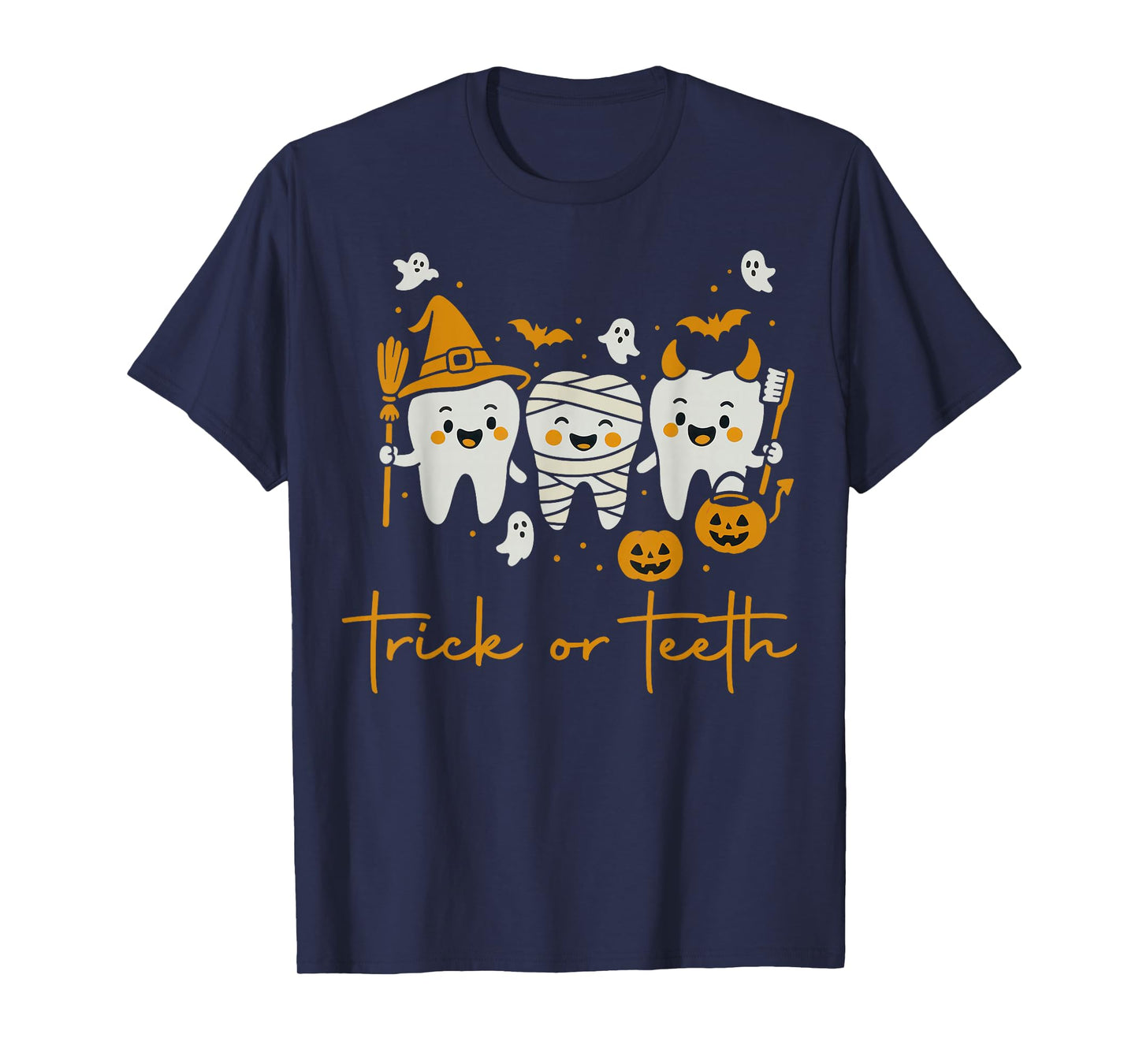 Funny Trick Or Teeth Dental Squad Halloween Dentist T-Shirt