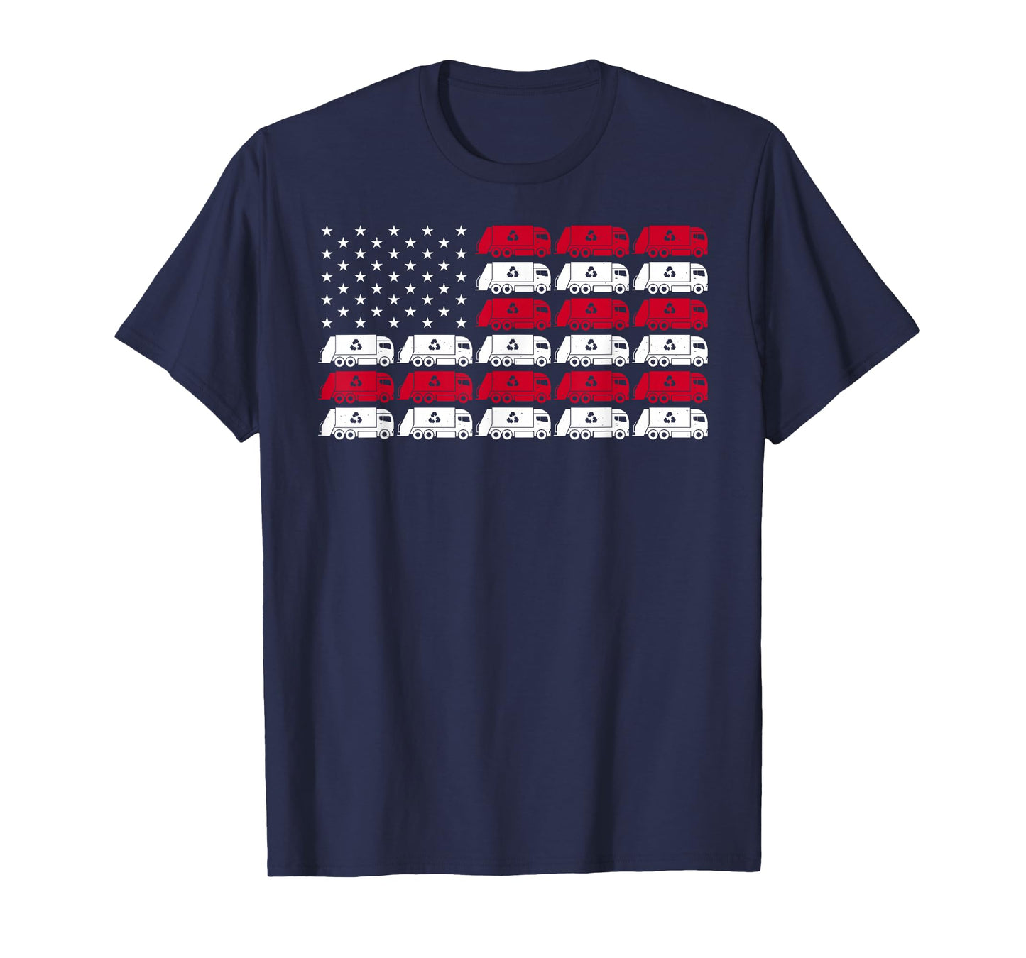 Garbage Truck USA American Flag Patriotic Men Women Boys T-Shirt