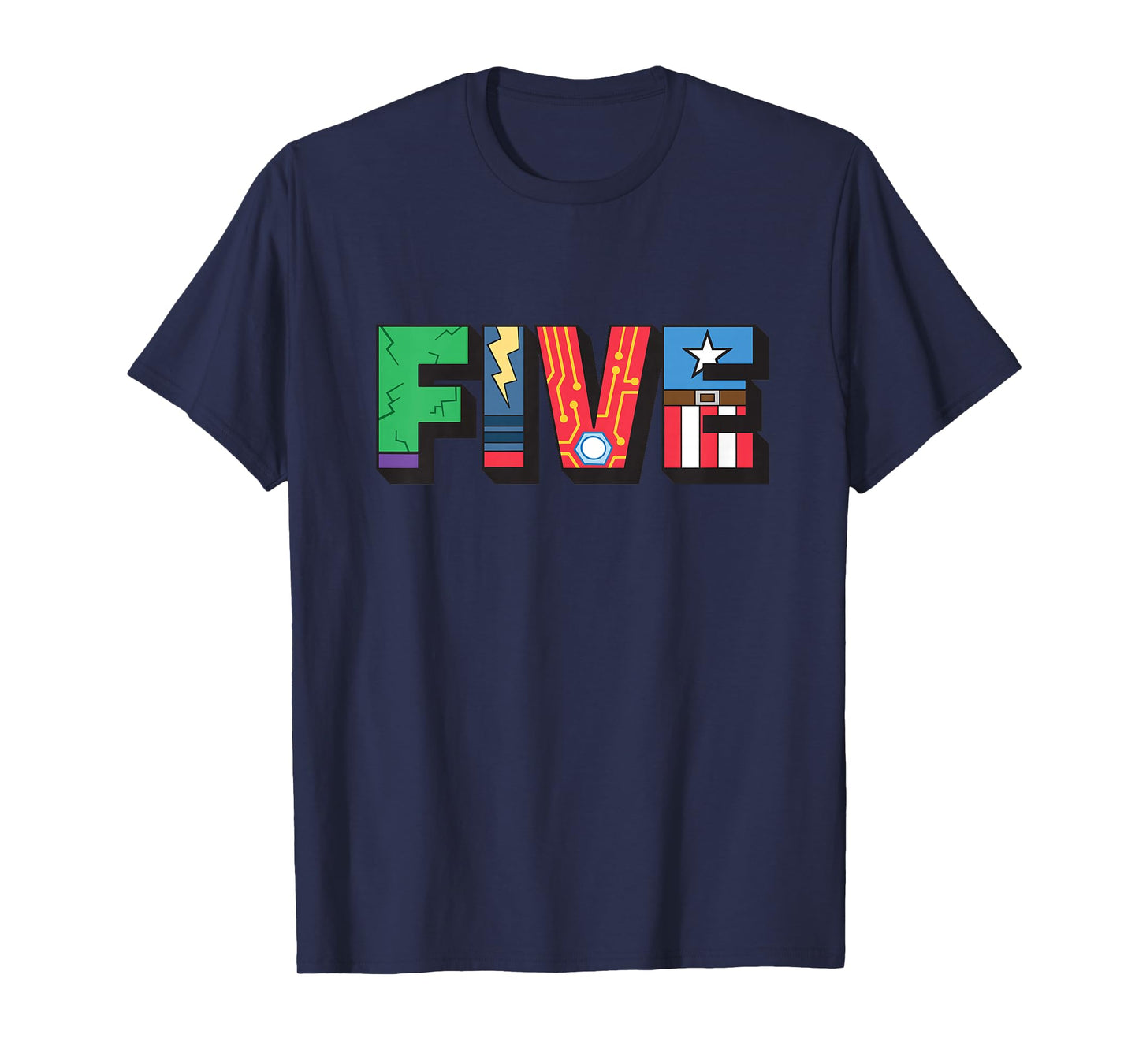 Marvel Super Heroes Avengers Numbers 5 Fifth 5th Birthday T-Shirt