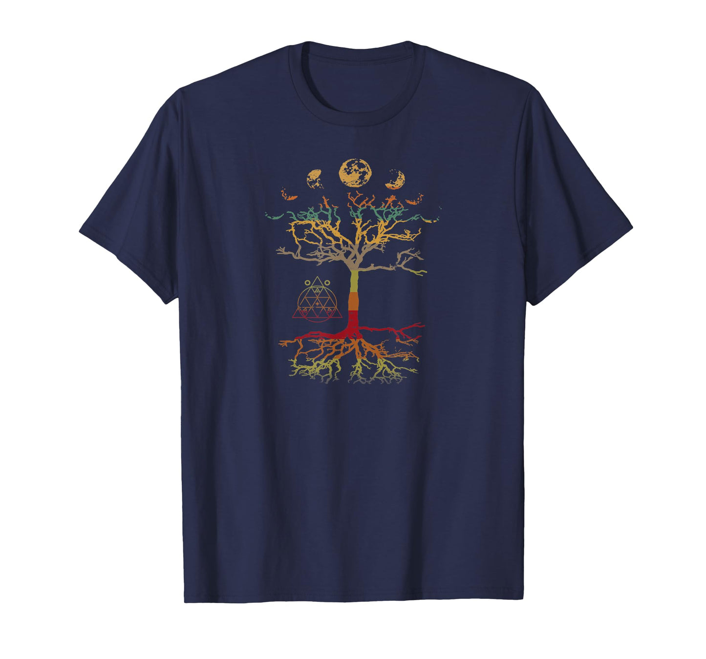 Phases of the Moon Tree of Life Retro Hippie T-Shirt
