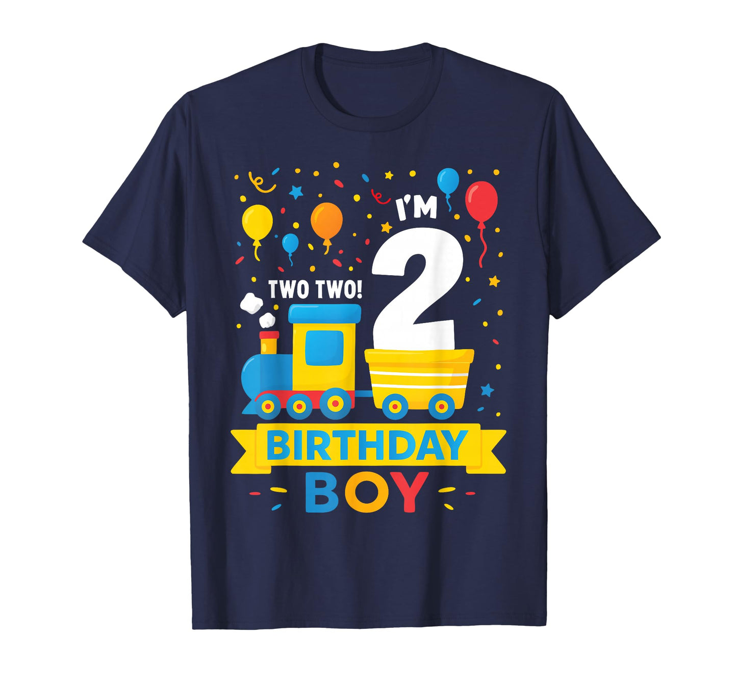 Two 2yr 2nd Kids Boys Girls Train Birthday Boy 2 Years Old T-Shirt