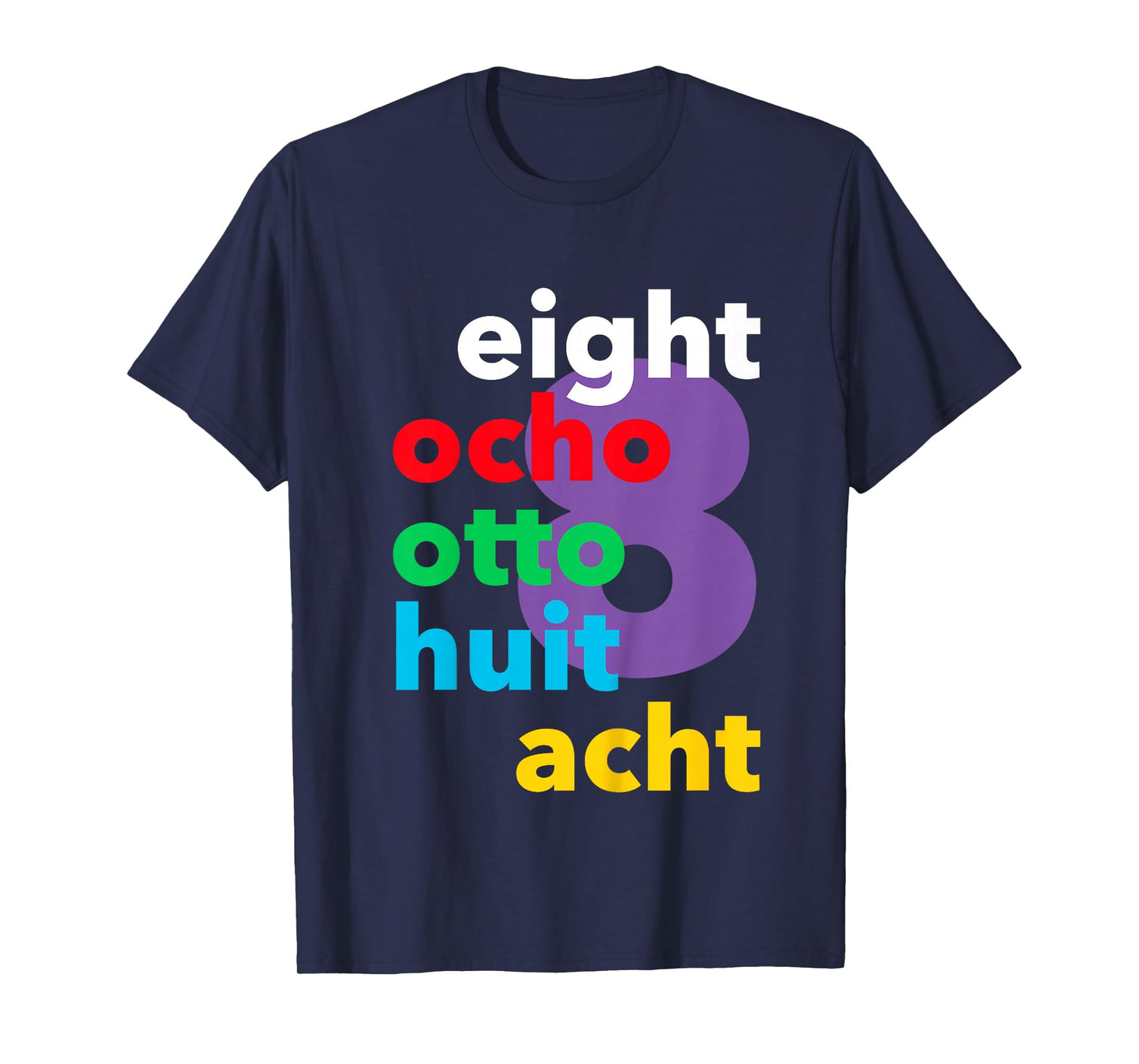 Eight Ocho Otto Huit Acht 8 Eighth Birthday Boys Girls Kids T-Shirt