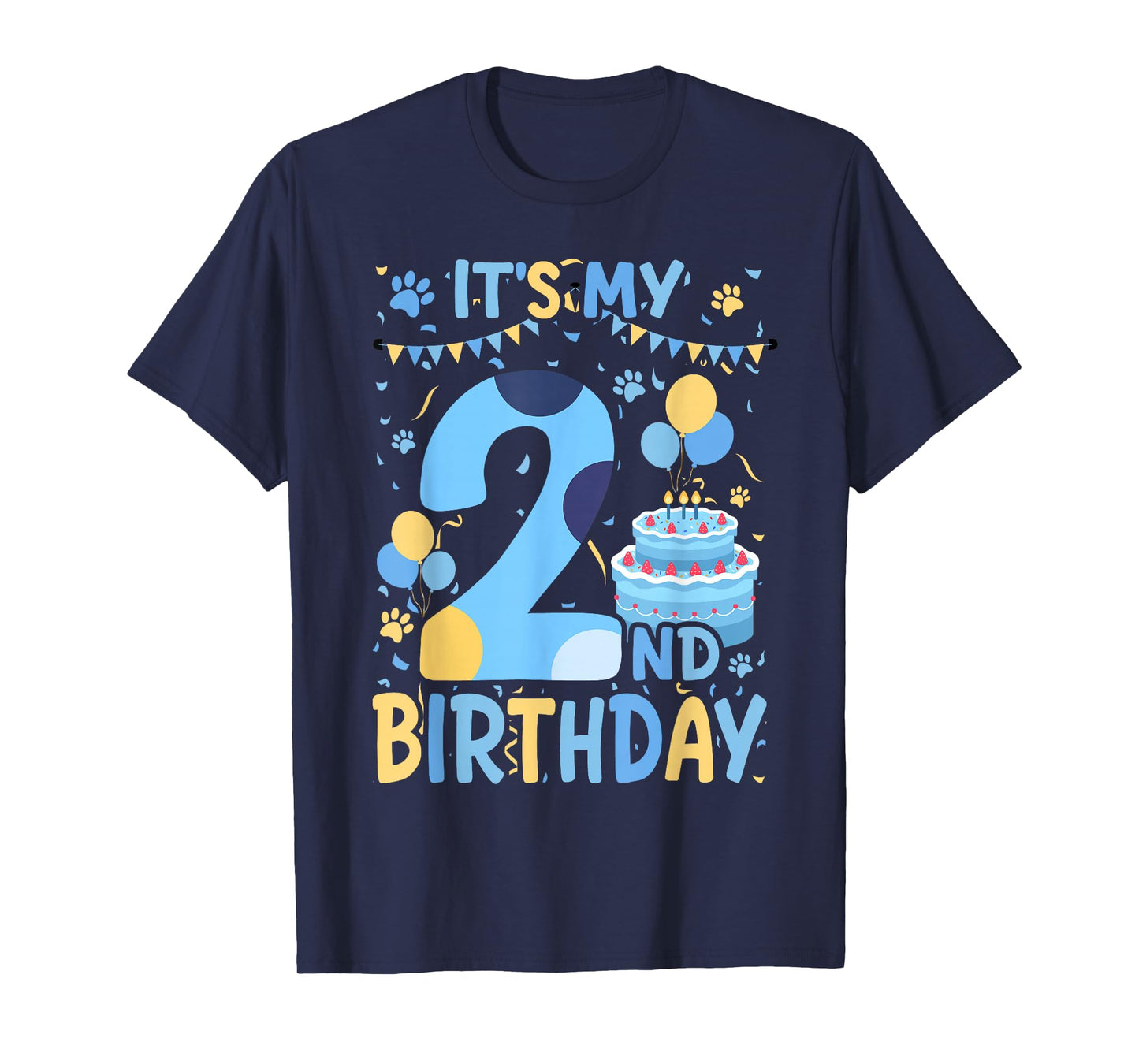 2nd Birthday Boy Blue Dog Theme Party Two Cool 2 Year Old T-Shirt
