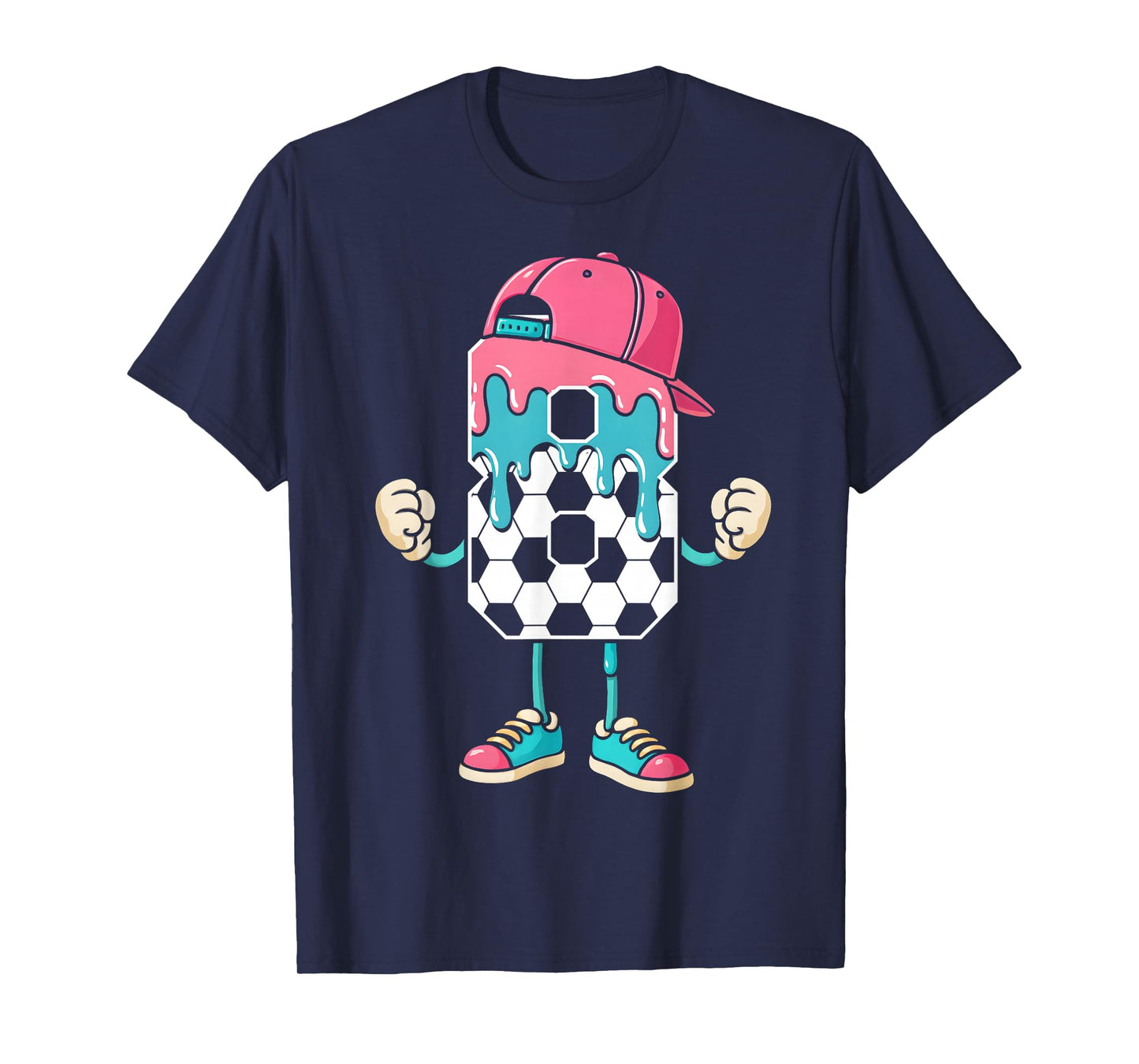 Soccer 8 Year Old Ice Cream Drip Youth 8th Birthday Boy 8 T-Shirt