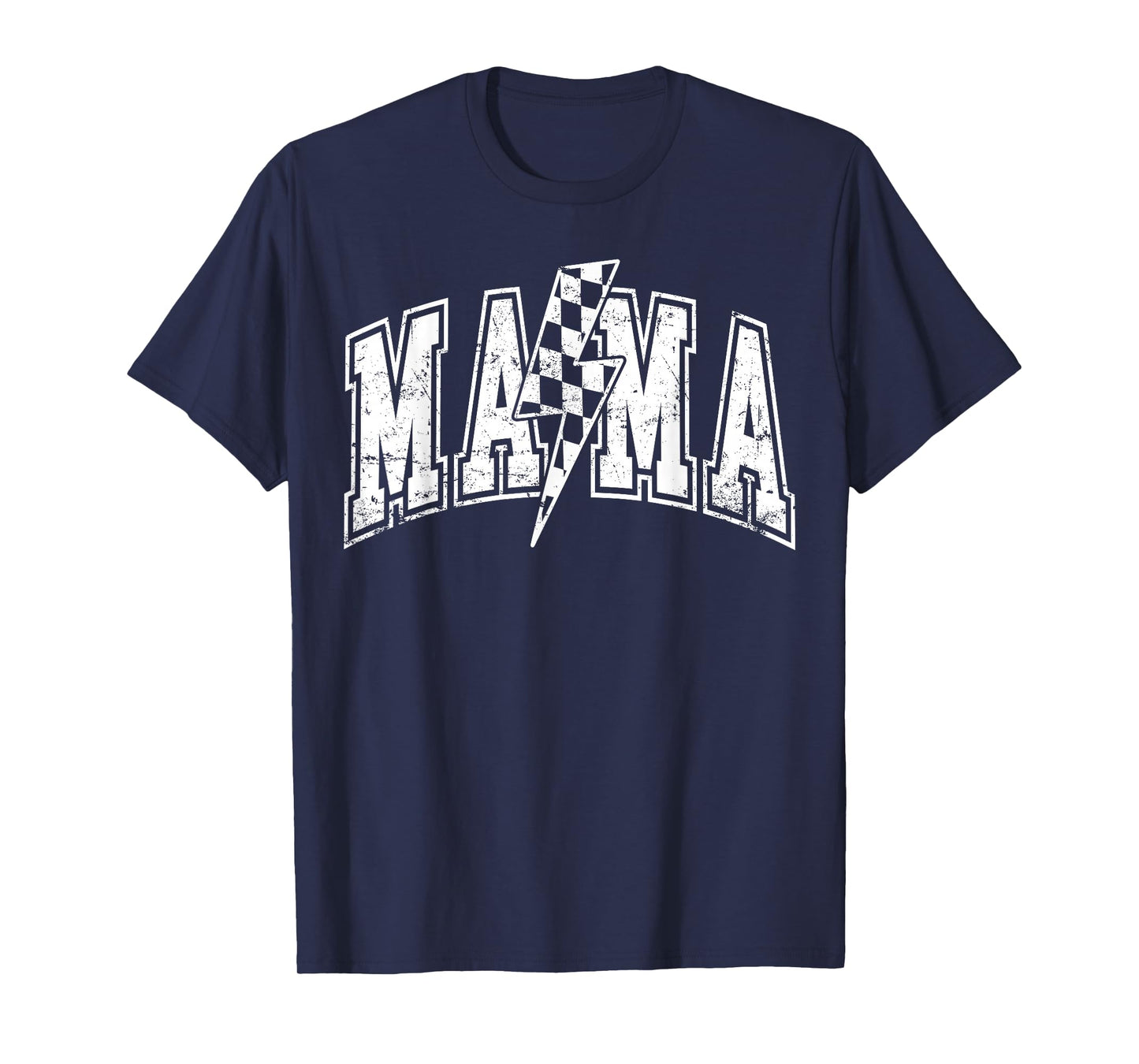Mama Lightning Bolt Checkered Varsity Mom Women Mother's Day T-Shirt