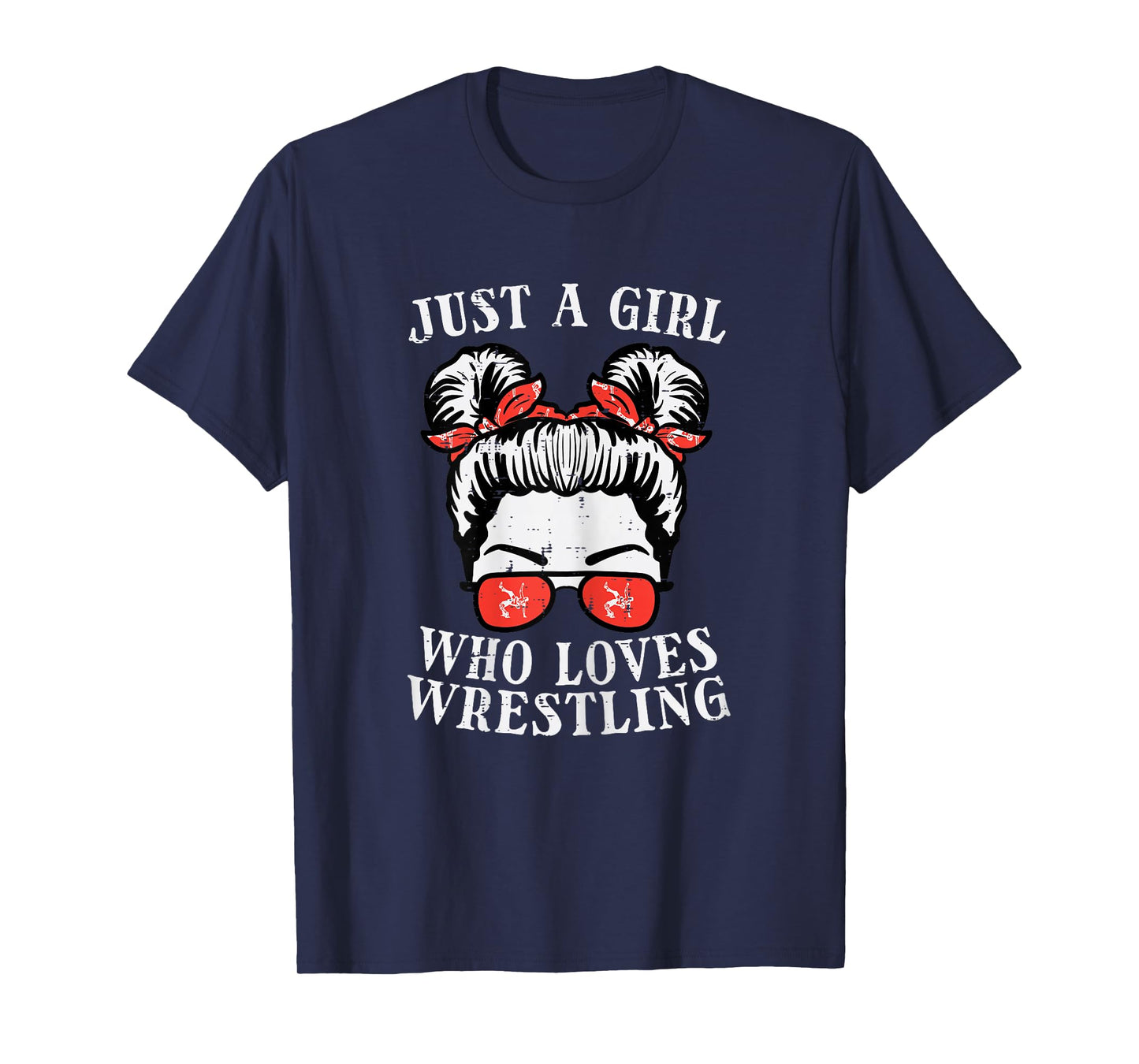 Just Girl Who Loves Wrestling Messy Bun Wrestler Women Kids T-Shirt