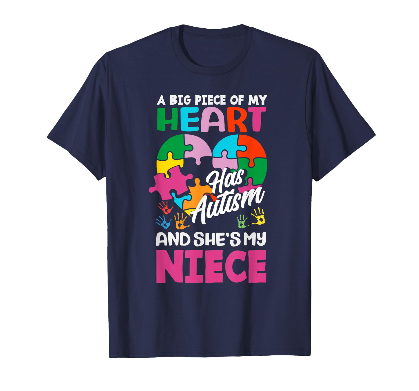 Heart Niece Support Autism Awareness Puzzle Piece Ribbon T-Shirt