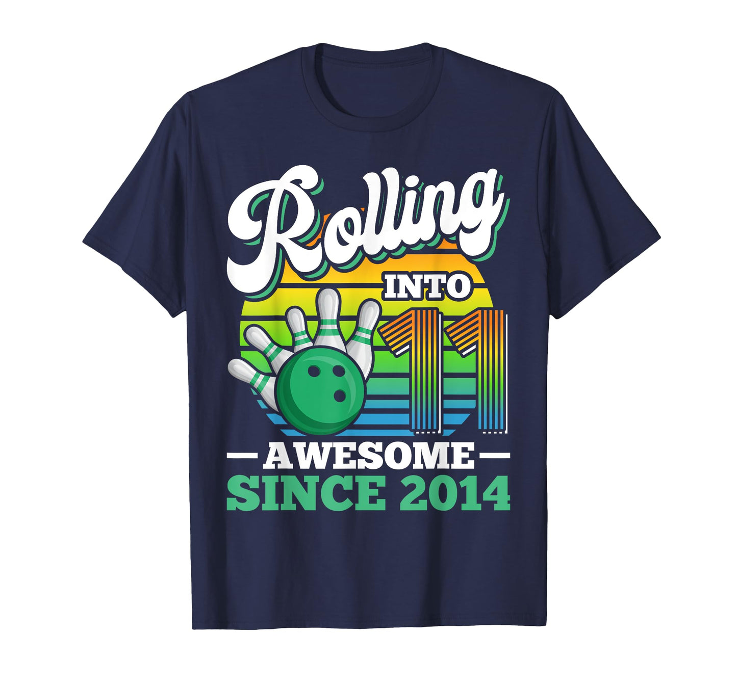 Bowling Birthday Party Rolling Into 11 Years 11th Birthday T-Shirt