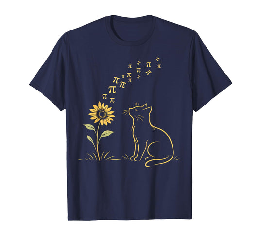 Cat Sunflower Pi Day Math Teacher Sunshine Kitty Pi Symbols T-Shirt