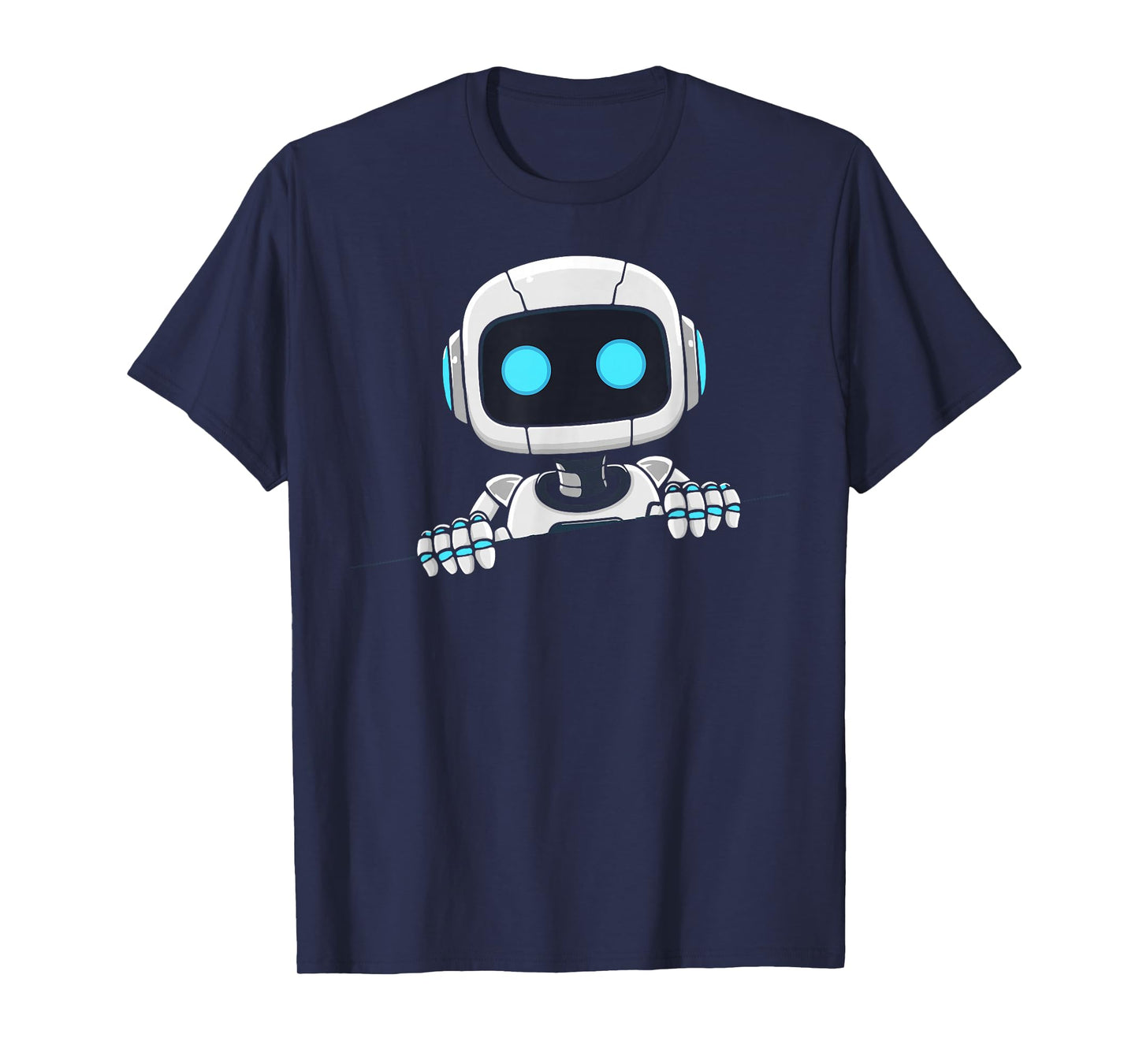 Cute robot face looks from torn fabric AI robot kids T-Shirt