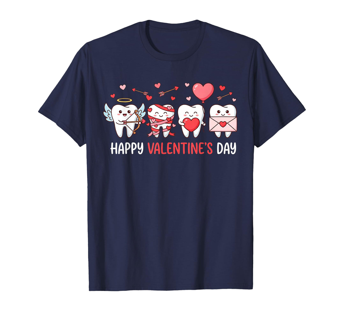 Funny Dental Nurse Squad Happy Valentine Day Teeth Cupids T-Shirt