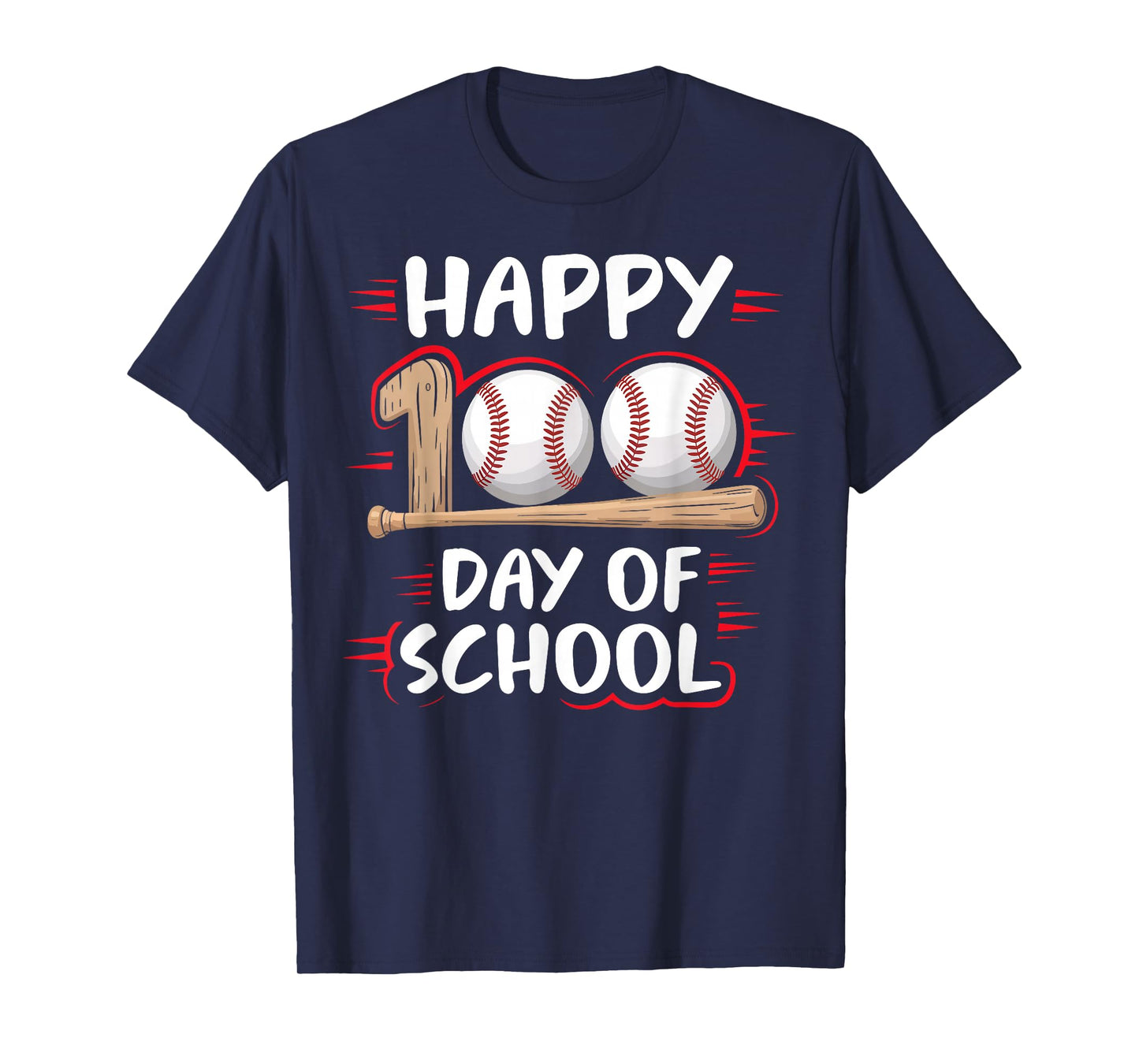 100 Days of School Baseball Theme Kids Teens Boys 100th Day T-Shirt