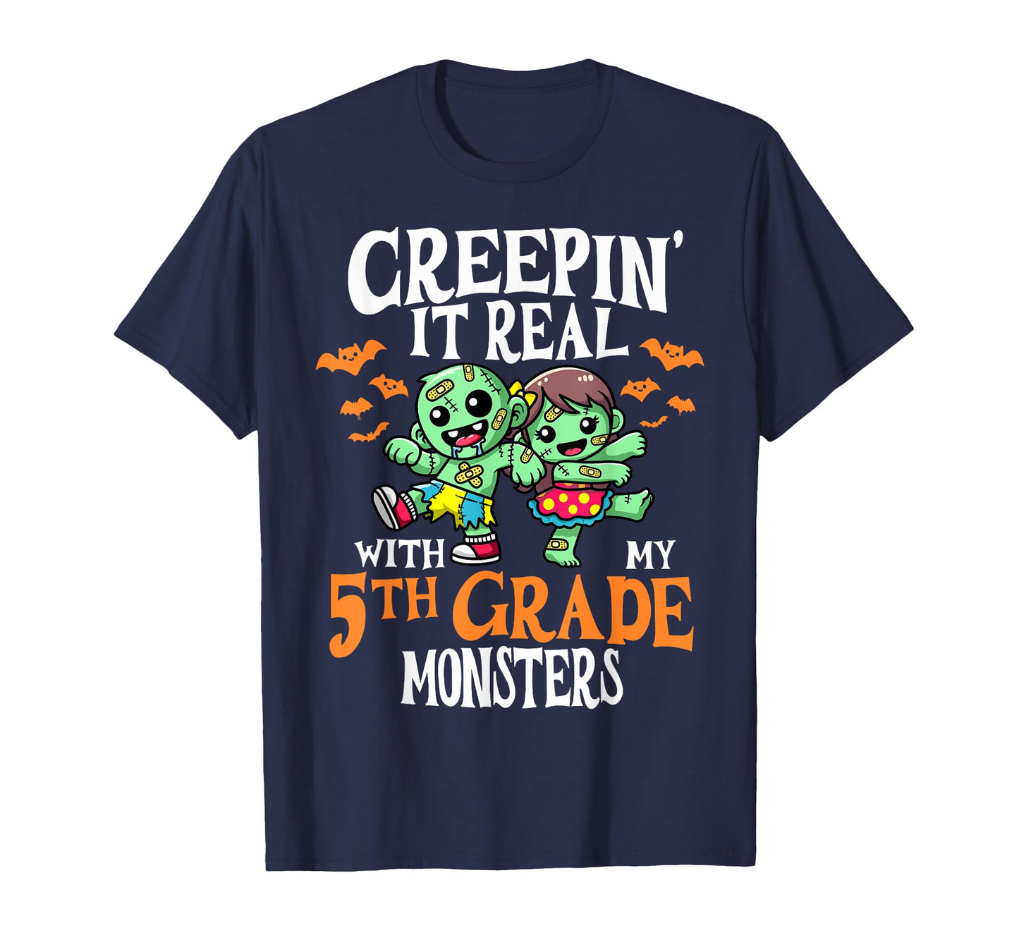Creepin It Real Monster School 5th Grade Teacher Halloween T-Shirt
