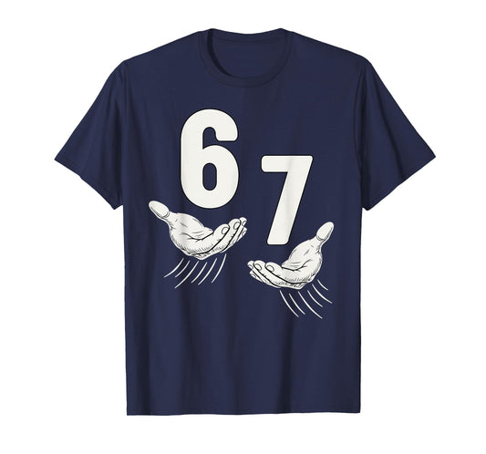 Six Seven 67 6 7 Kids 67 Boys Youth 6-7 Meme Hands Funny T-Shirt