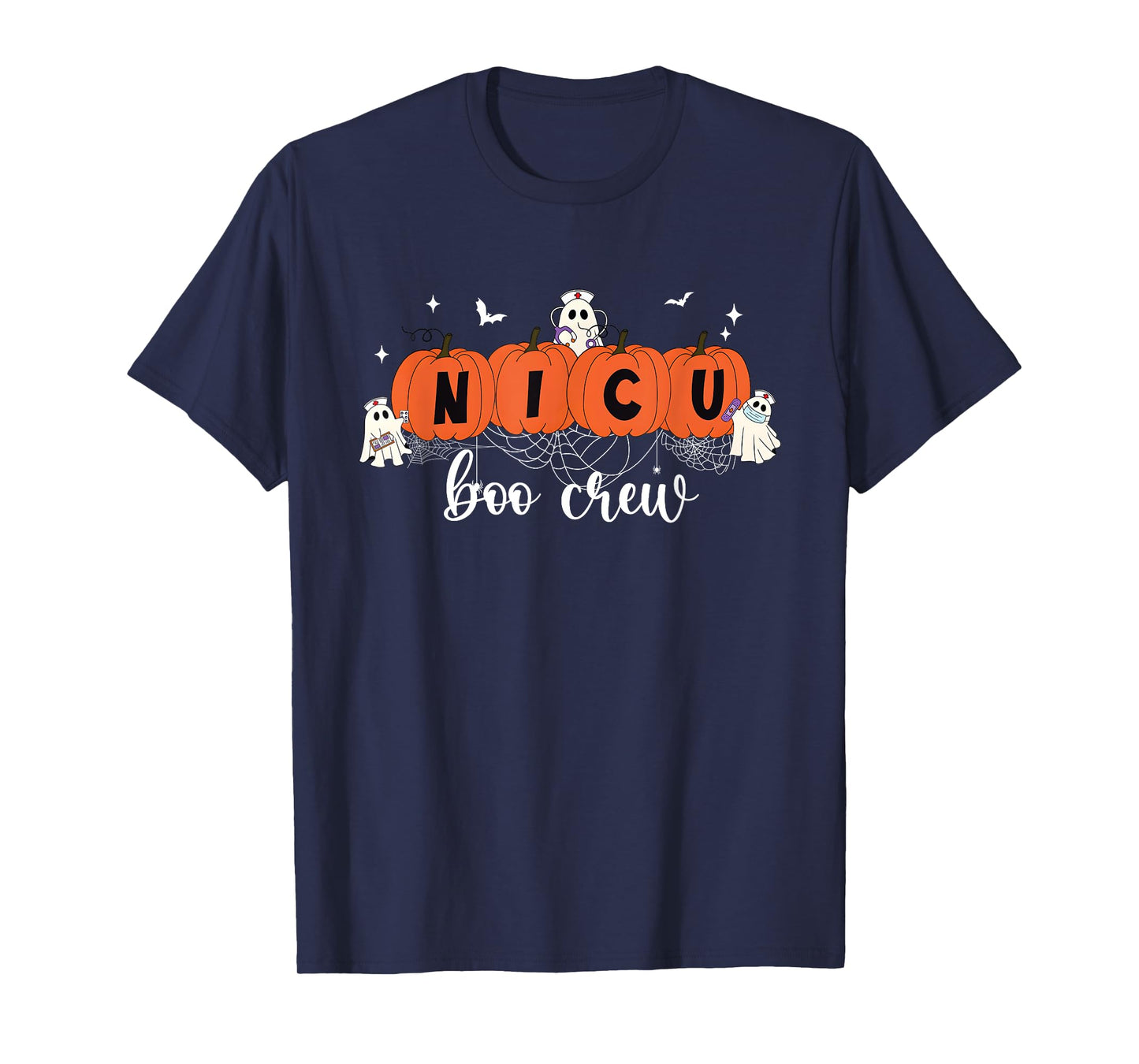 Cute NICU Boo Crew Spooky Nurse Halloween Cute Ghost Pumpkin T-Shirt