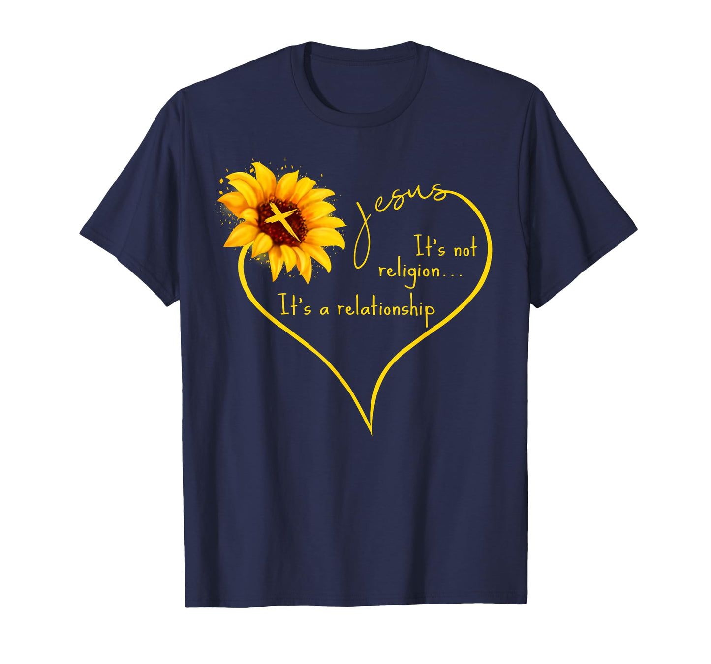 Jesus Christ Heart Sunflower Christian Religion Relationship T-Shirt