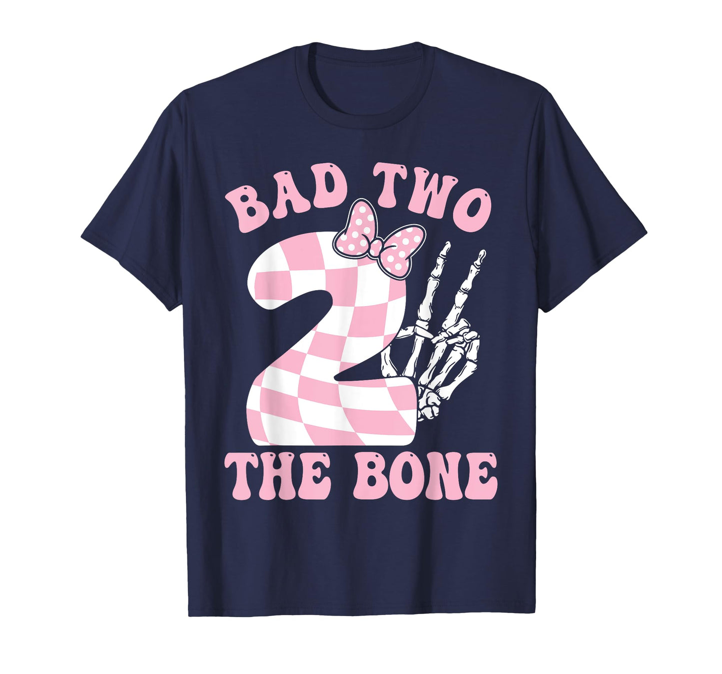 Bad Two The Bone Pink Bow 2nd Birthday Girl Decorations T-Shirt
