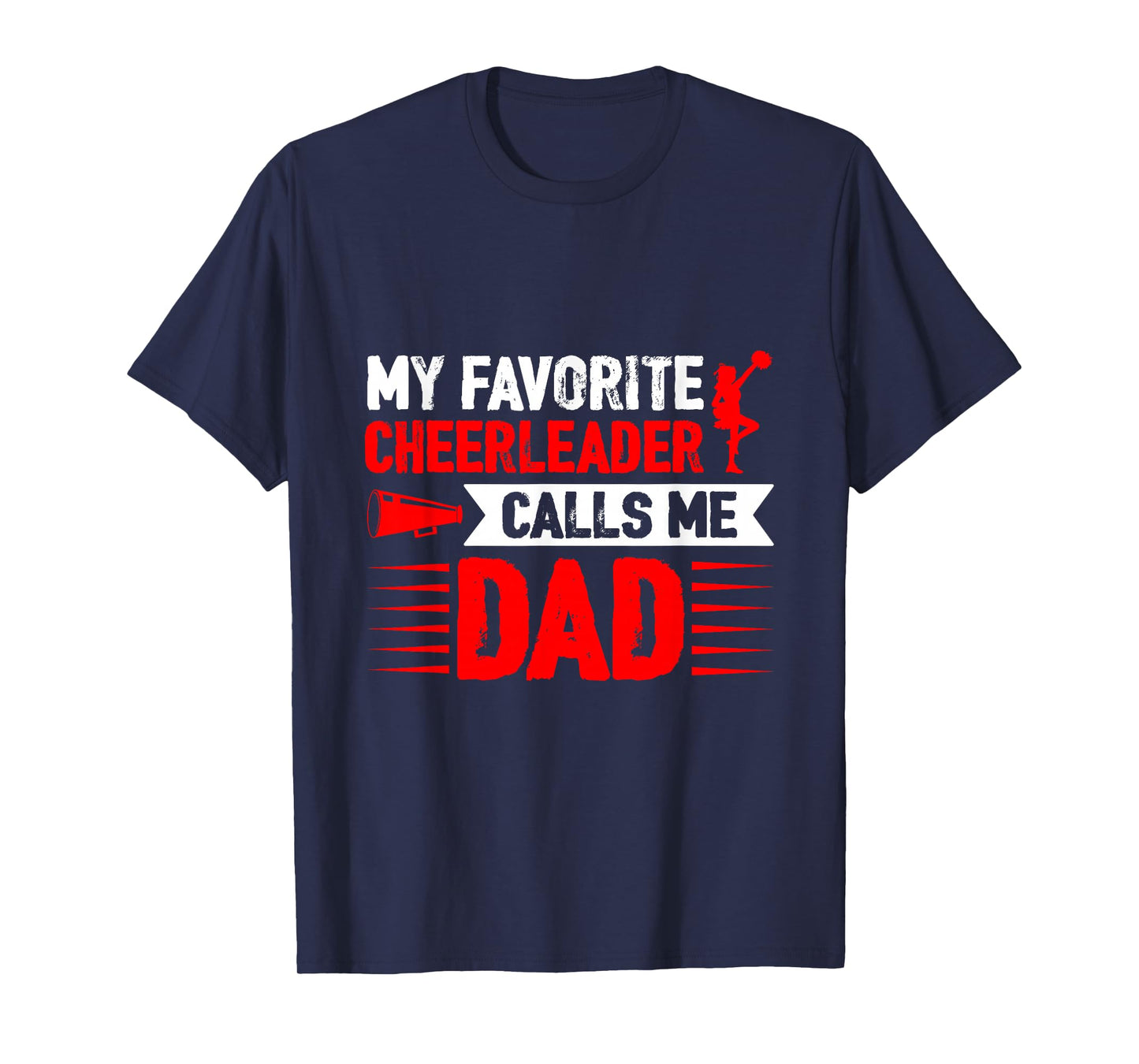 Red Cheer Dad Family Father Cheerleader Squad T-Shirt
