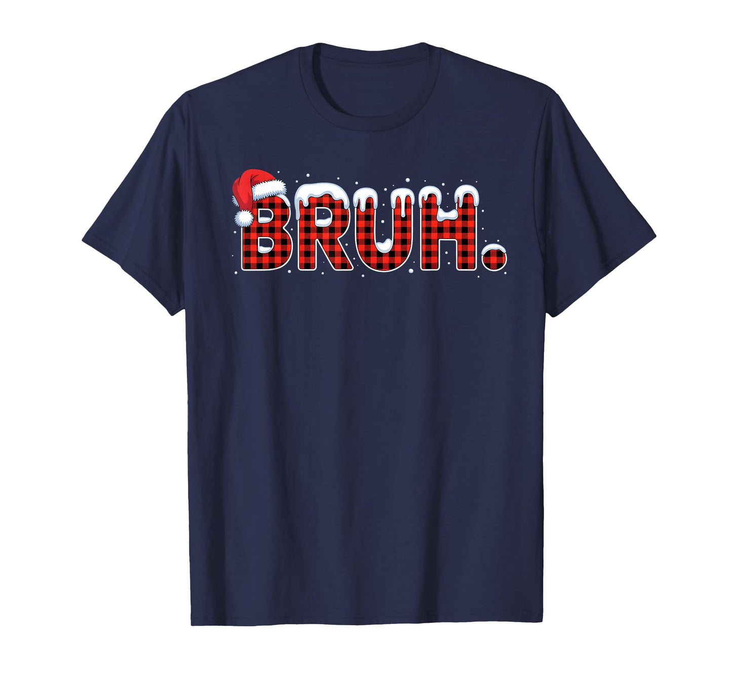 Bruh Funny Christmas Plaid Teens Boys Kids Xmas Pajamas T-Shirt