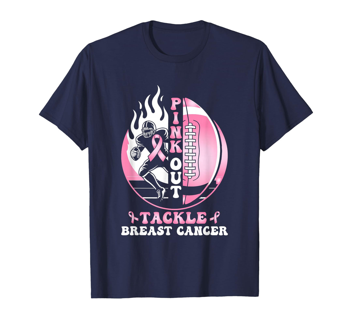 Pink Out Football Tackle Breast Cancer Awareness T-Shirt