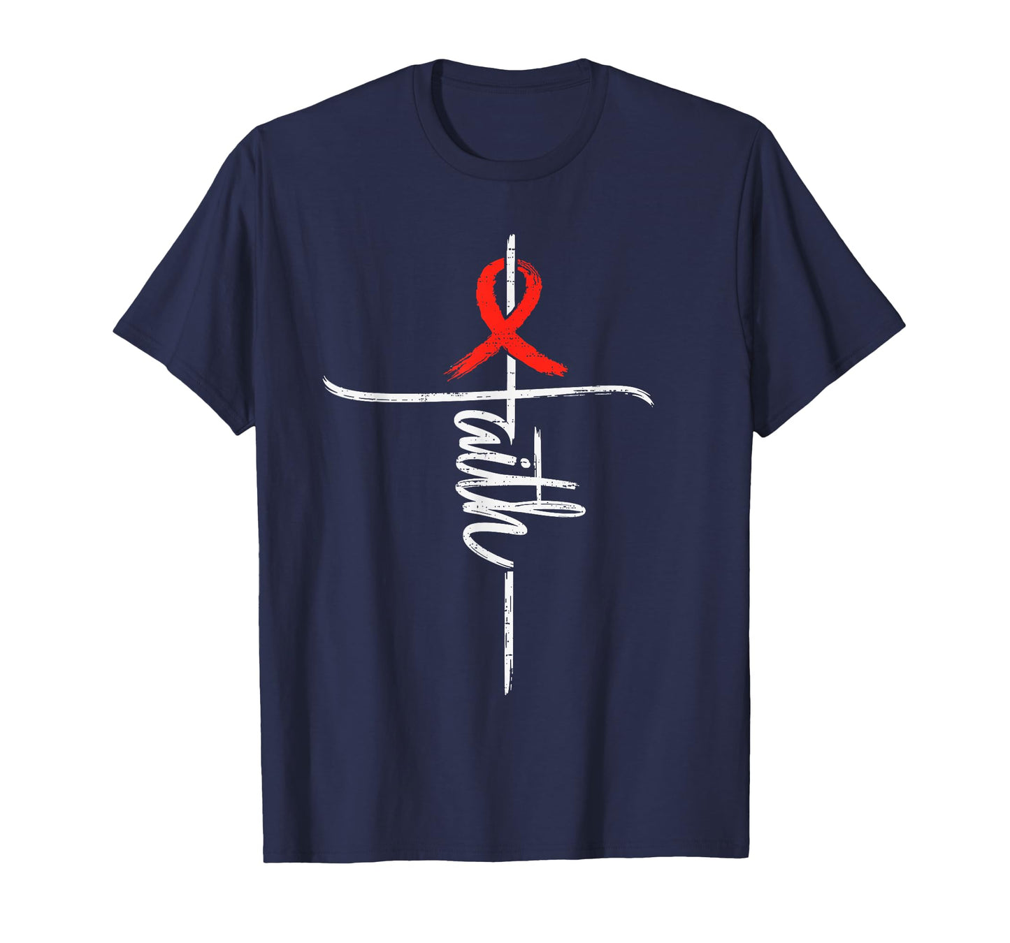Faith Blood Cancer Awareness Ribbon Red Christian Religious T-Shirt