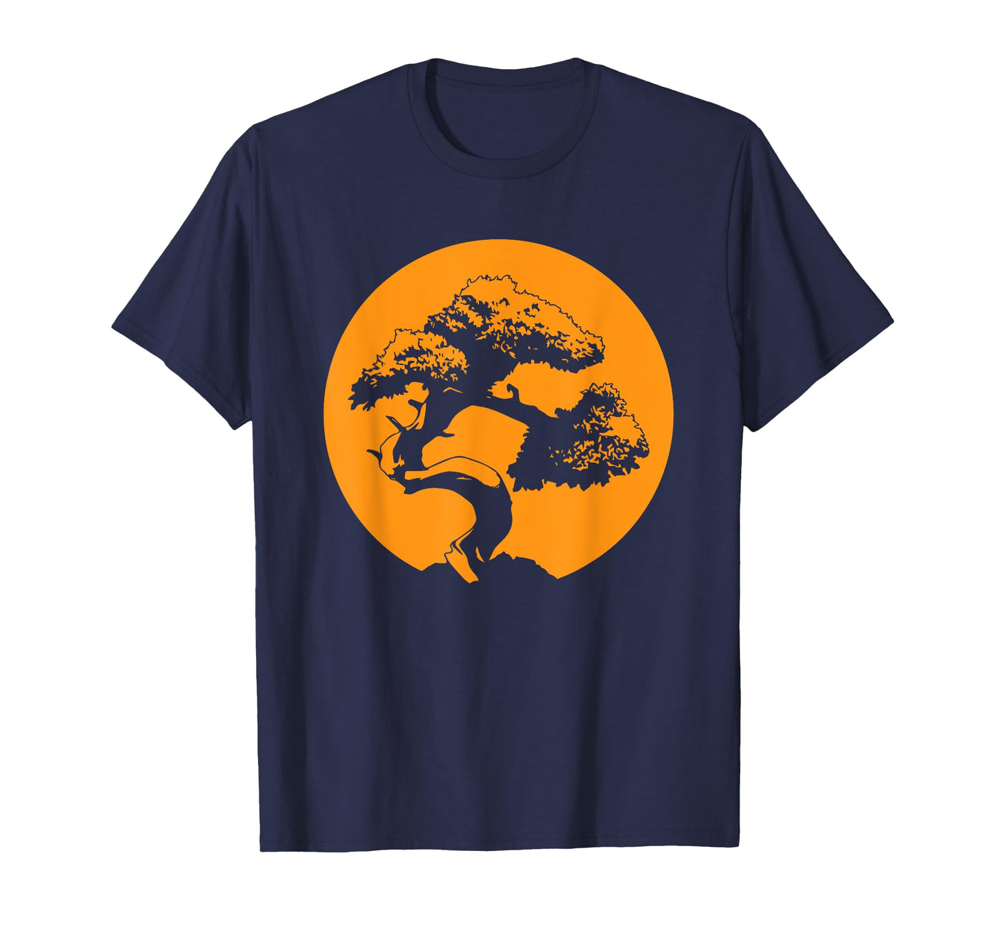 Japanese Bonsai Tree with Orange Sunset T-Shirt