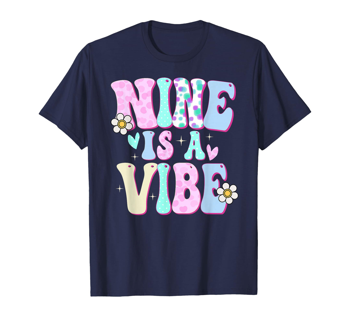 Nine is a Vibe Girl Gifts 9th Birthday 9 Year Old T-Shirt