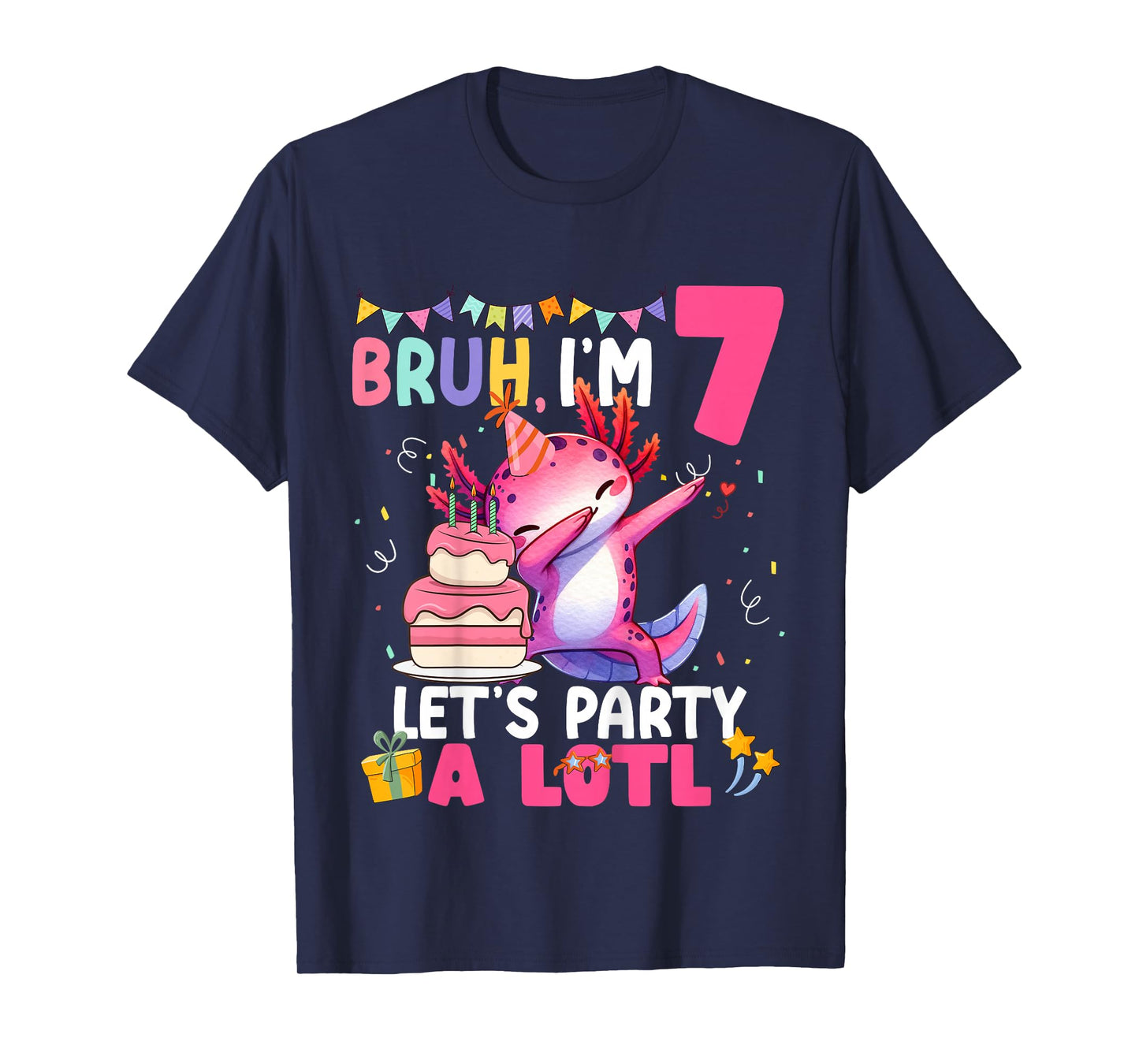 I'm 7 Bday Axolotl Party Cute 7th Birthday Kids Axolotl T-Shirt