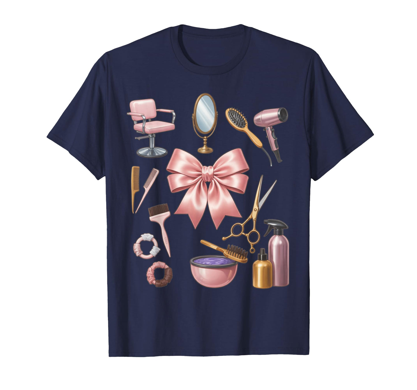 Coquette Ribbon Barber Cosmetology Hair Salon Hairdresser T-Shirt