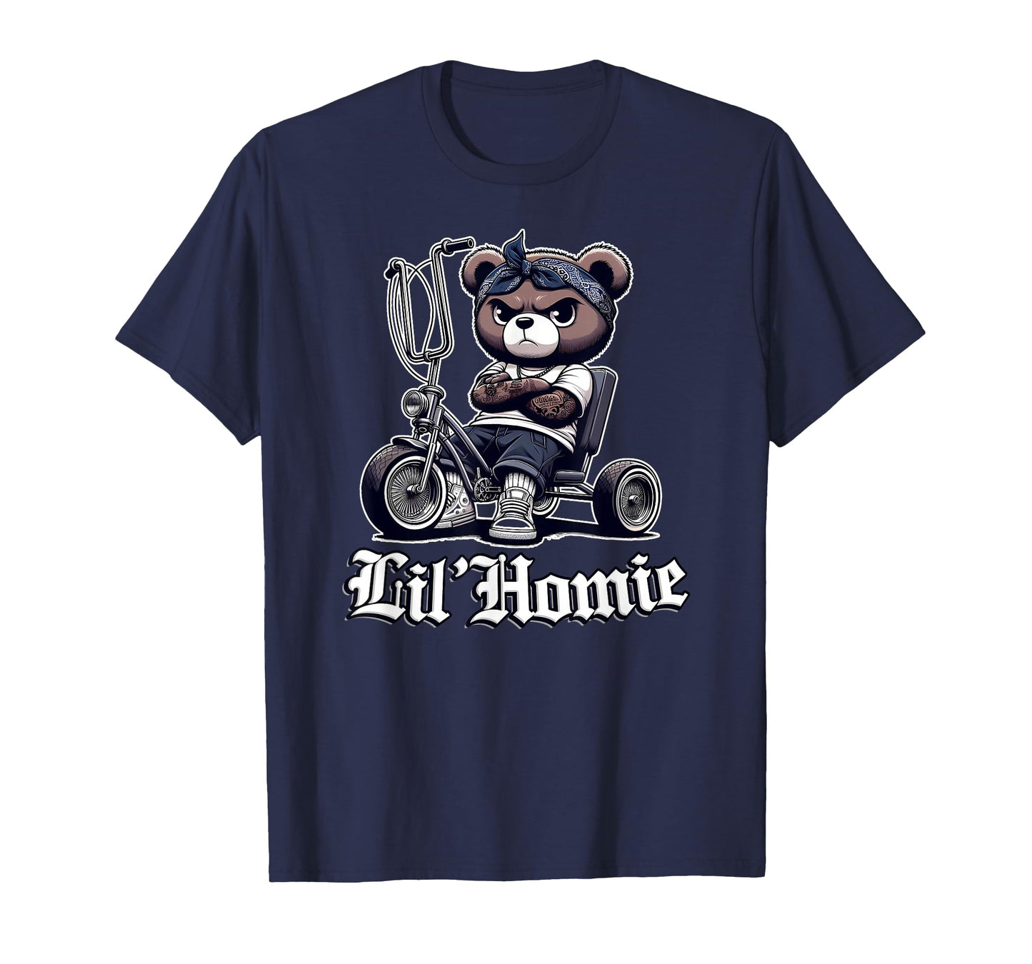 LIL HOMIE Cute Teddy Bear Hip Hop Chicano Lowrider Cholo T-Shirt