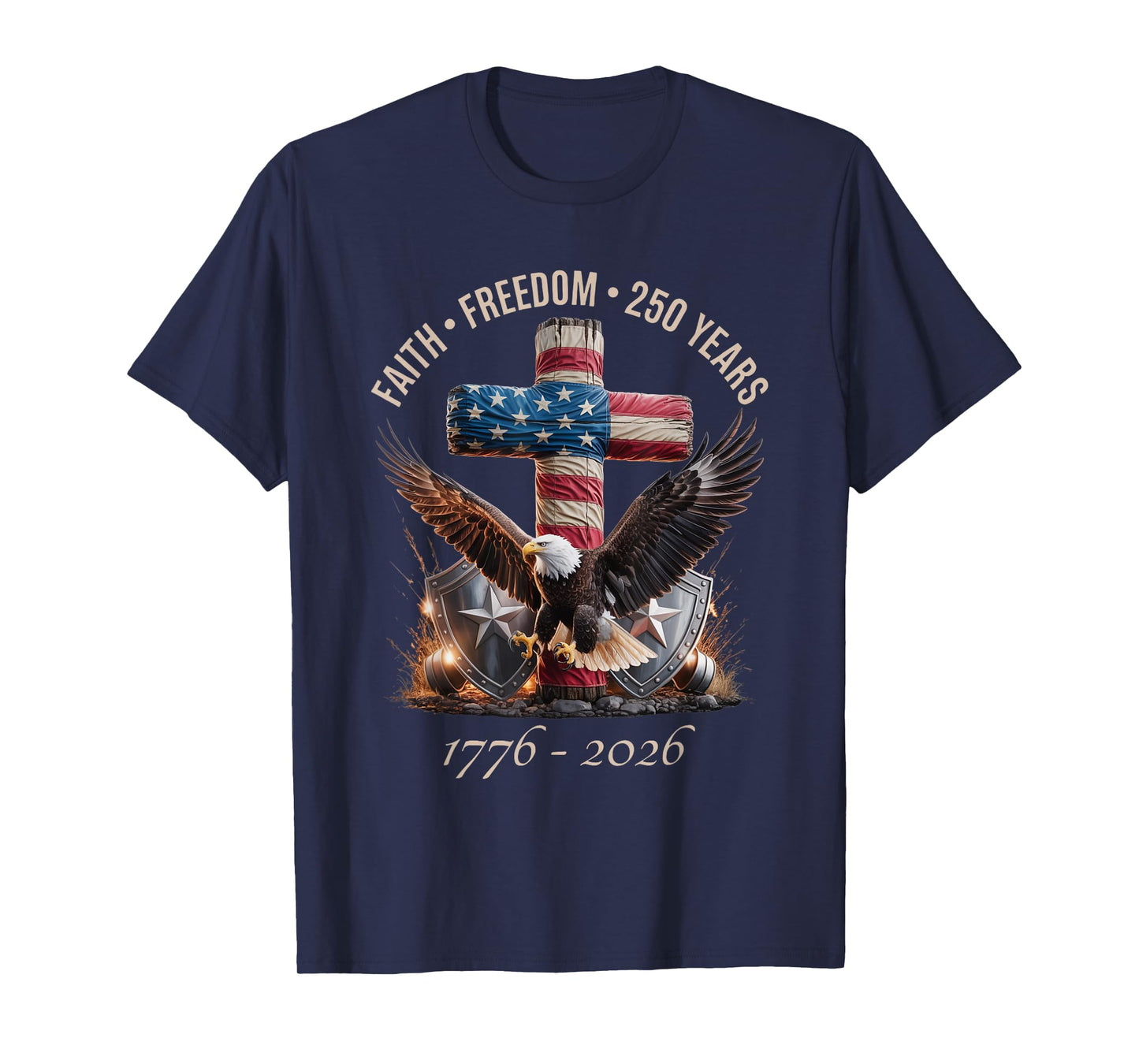 Vintage Faith Freedom 250 Years 1776-2026 Independence USA T-Shirt